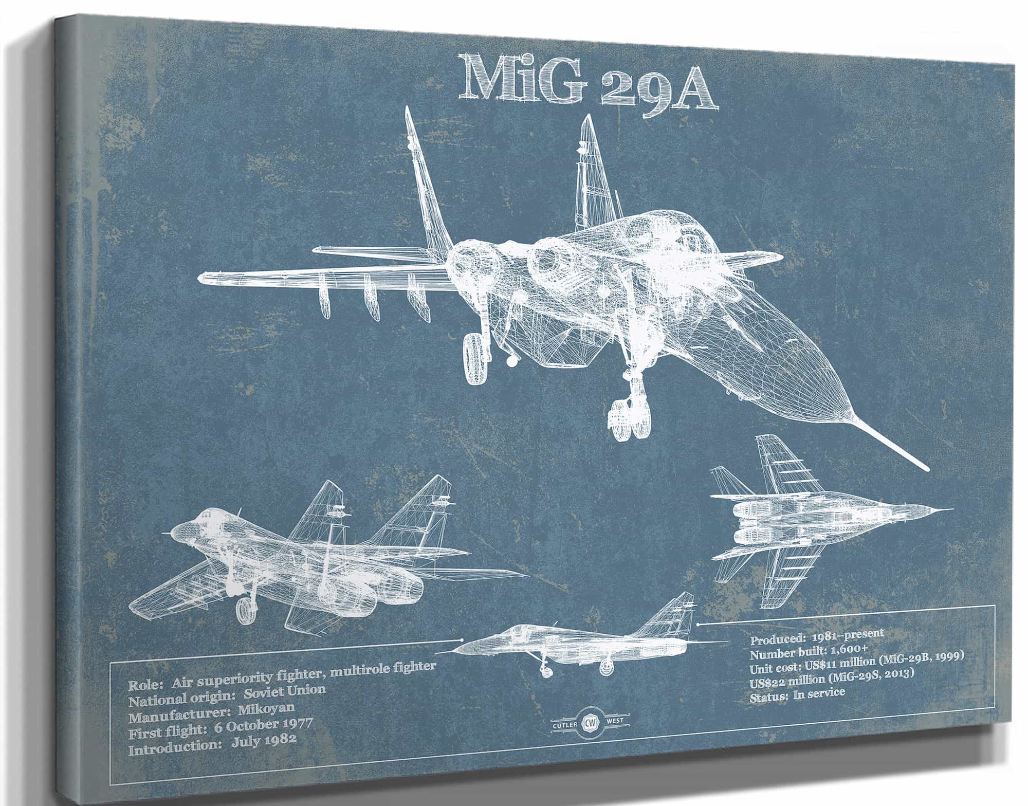 MiG 29A Patent Blueprint Original Design Russian Jet Wall Art