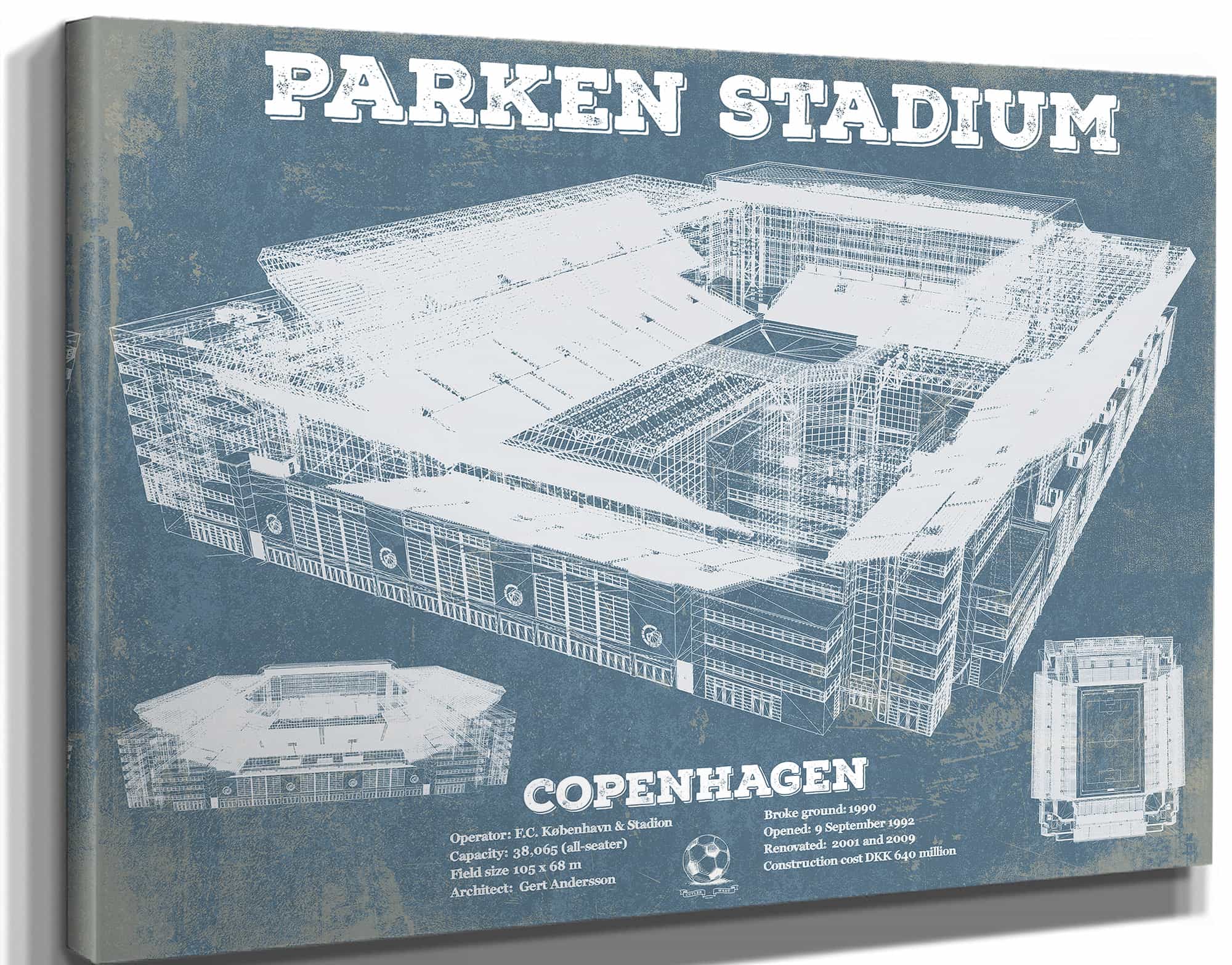 Parken Stadium Copenhagen Football Vintage Soccer Print