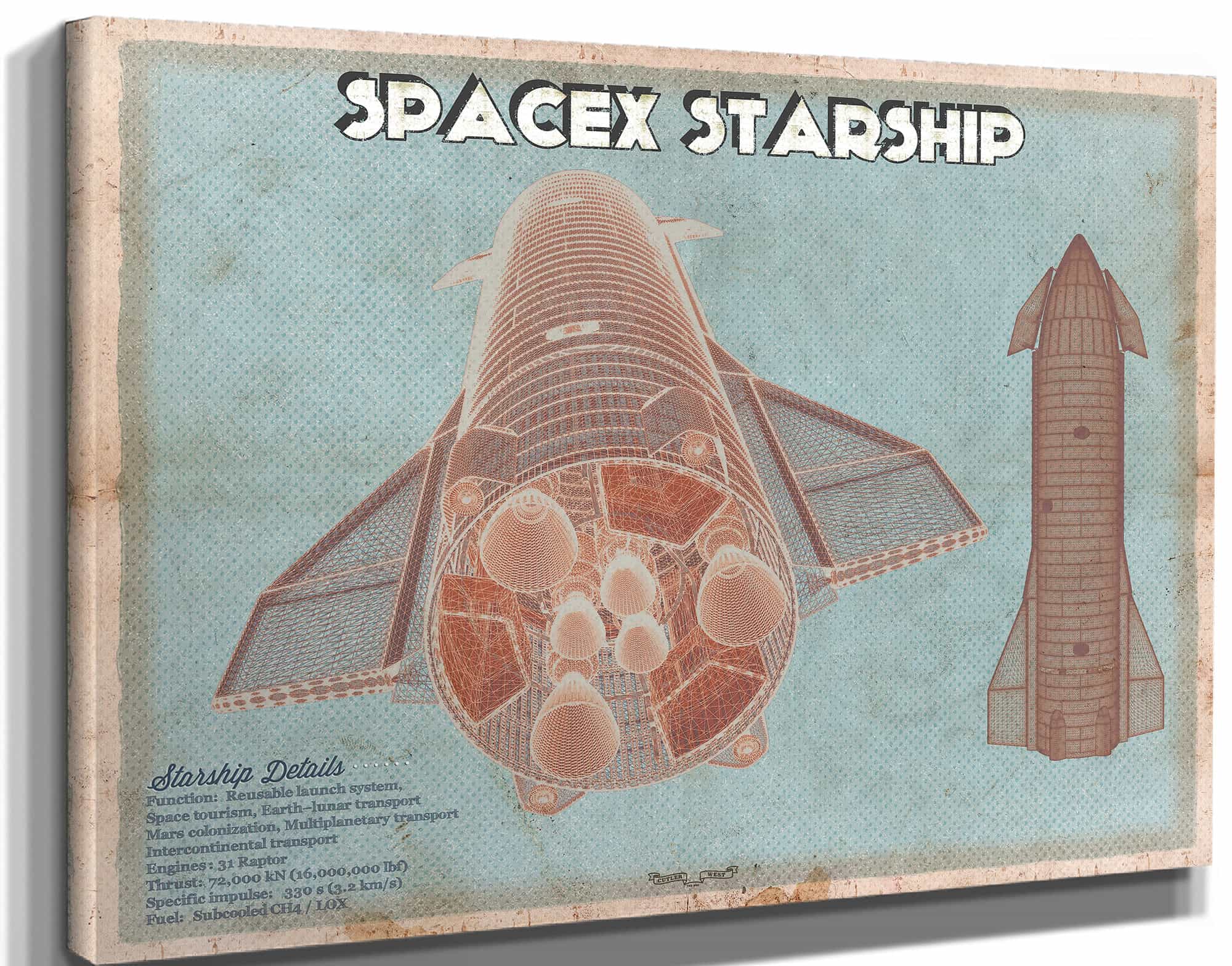 SpaceX Starship Vintage Space Exploration Print
