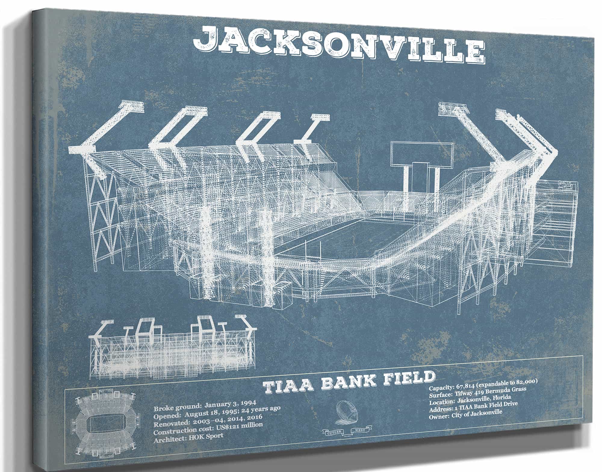 Jacksonville Jaguars TIAA Bank Field  Vintage Football Print