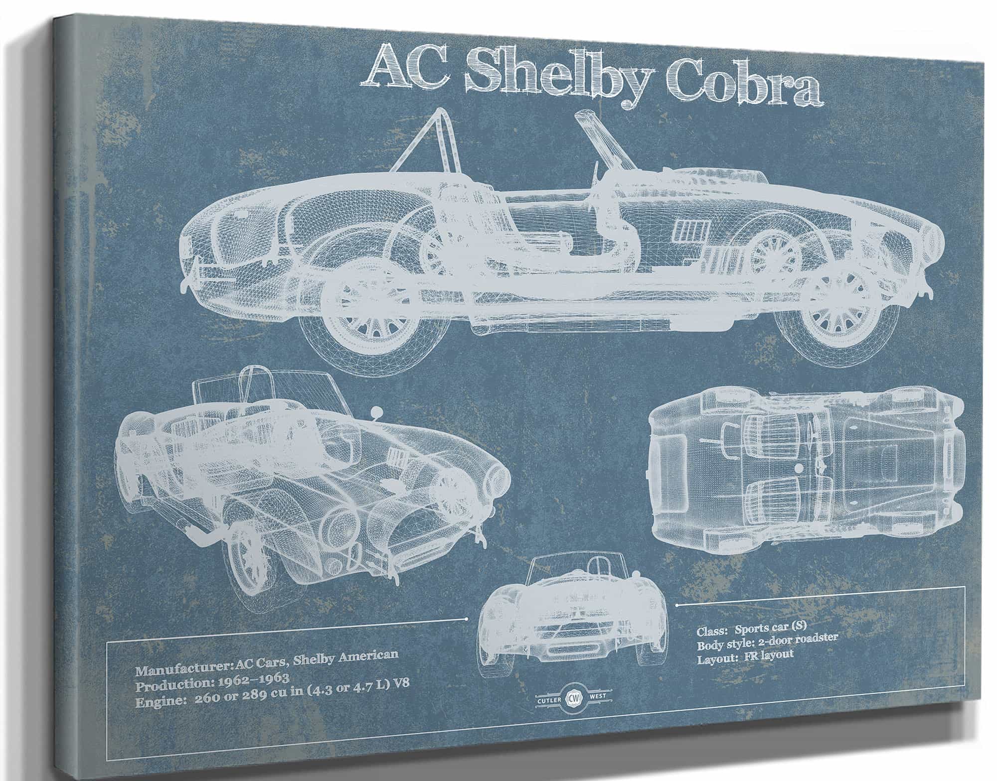 AC Shelby Cobra Blueprint Vintage Auto Print