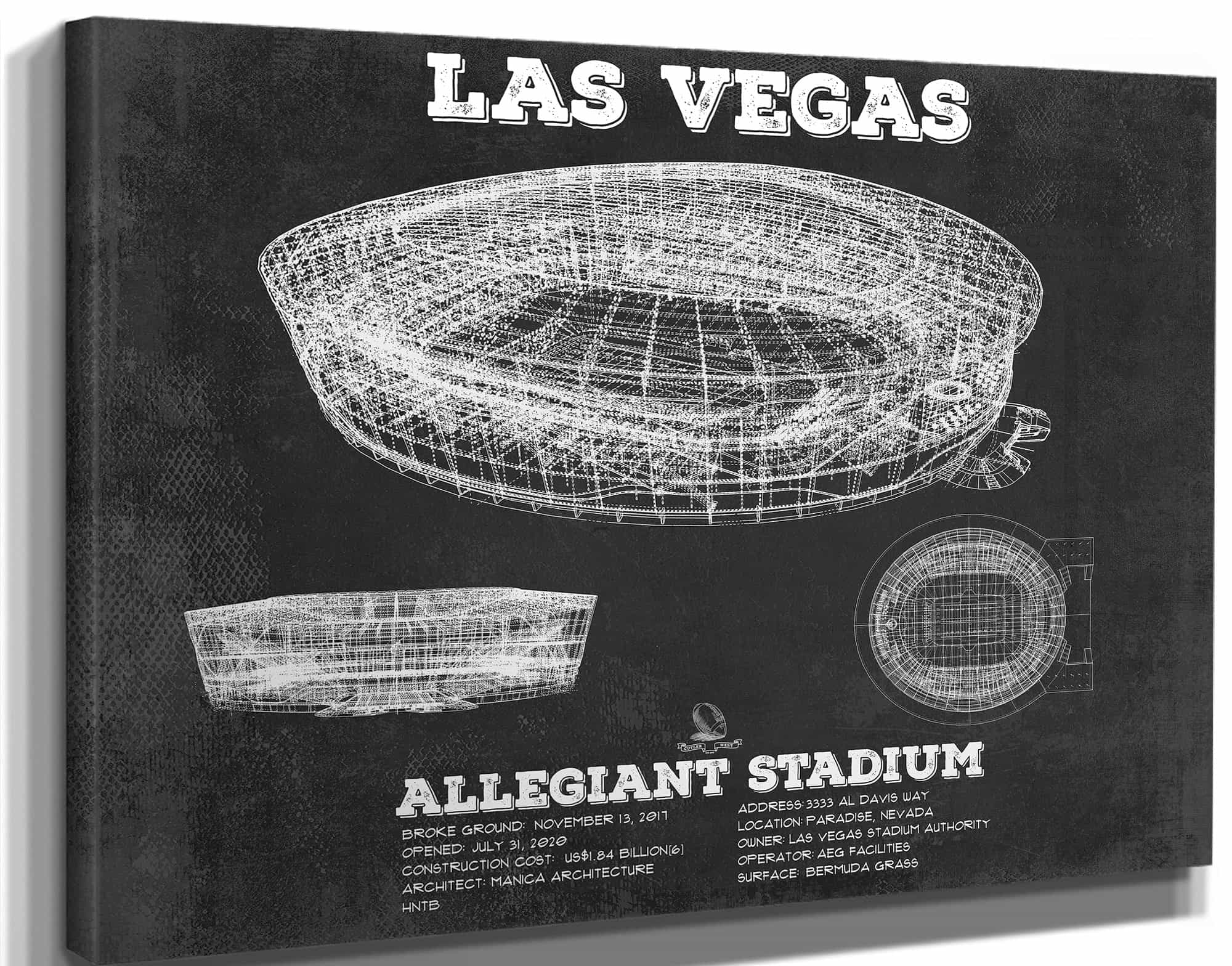 Las Vegas Raiders Allegiant Stadium Vintage Football Print