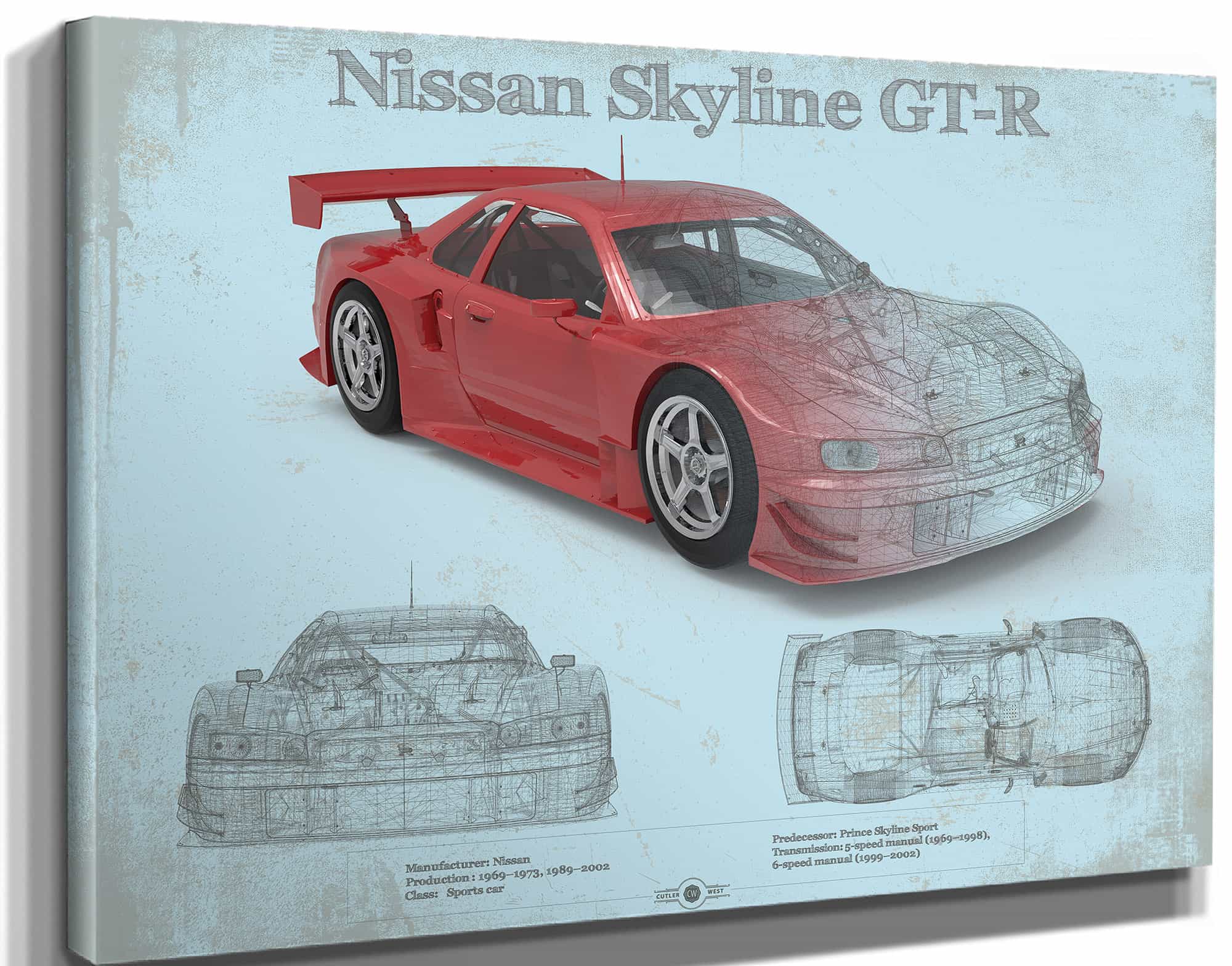 Nissan Skyline GT R Original Blueprint Art
