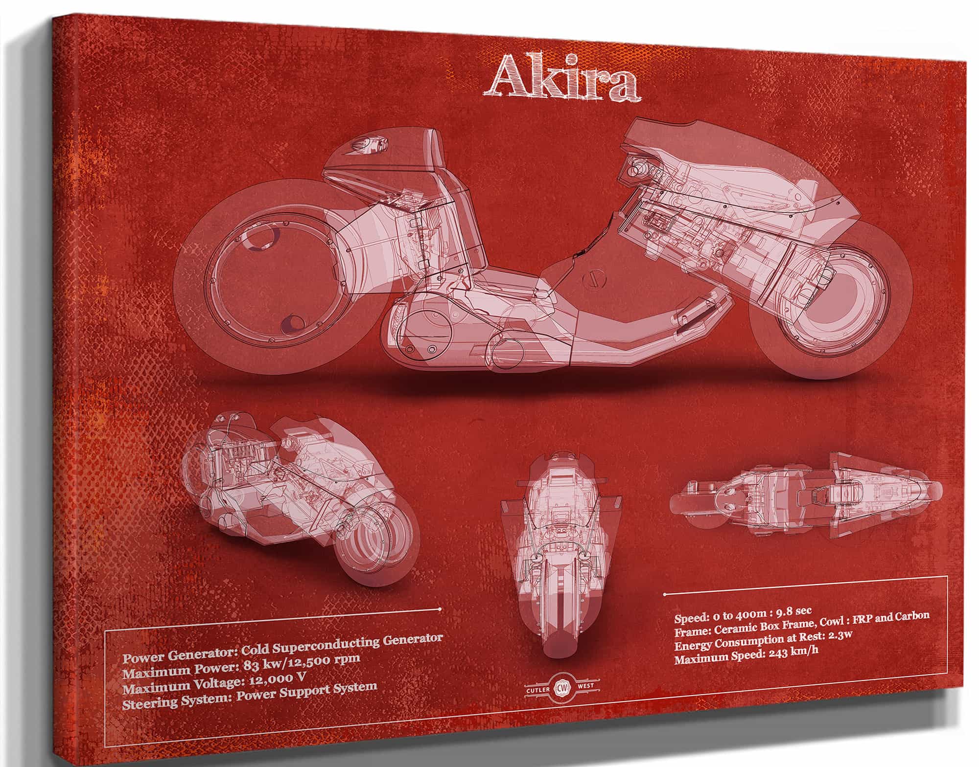 Akira Blueprint Vintage Motorcycle Print