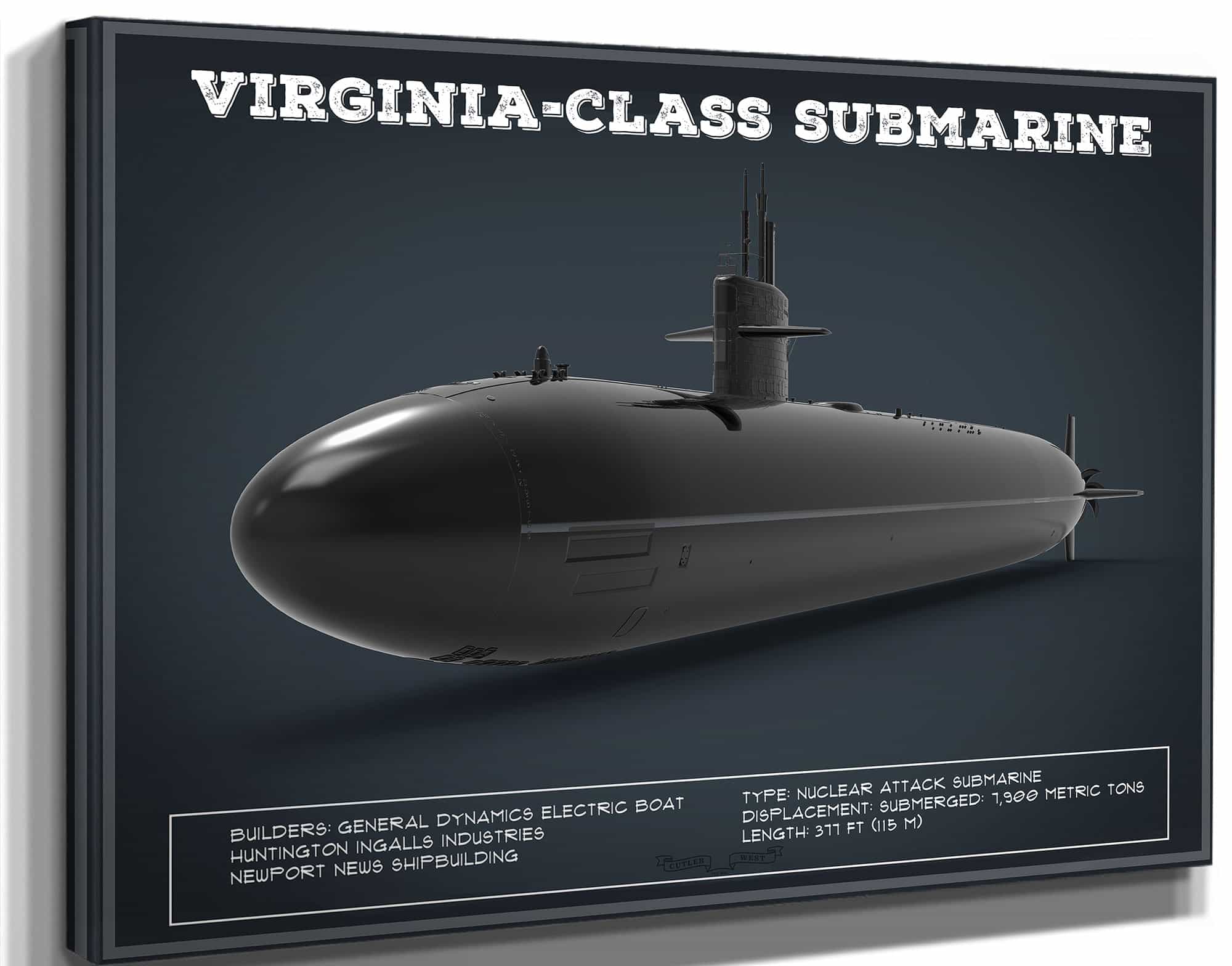 Virginia-Class submarine Blueprint Patent Original Art