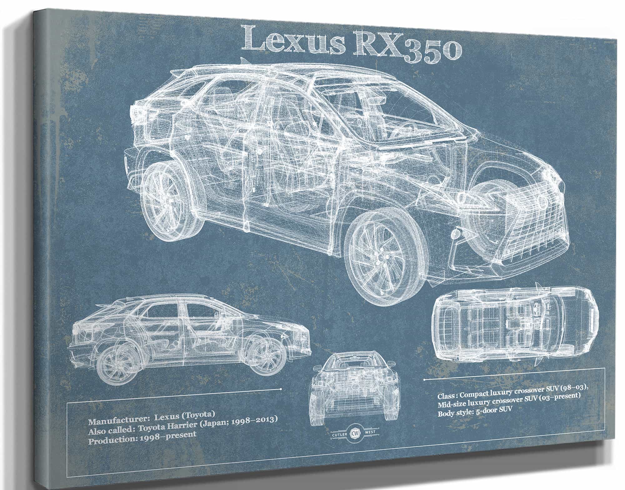 Lexus Rx350 Vintage Blueprint Auto Print