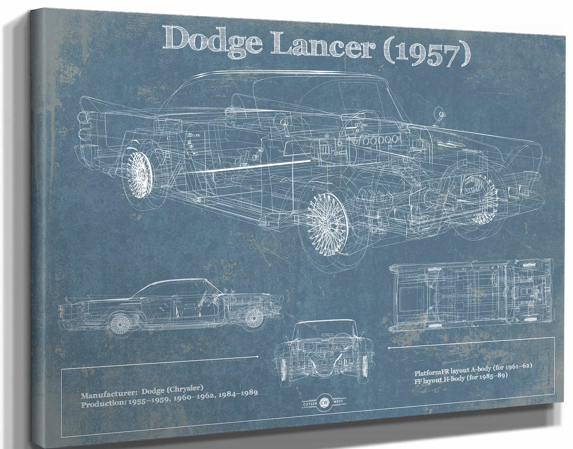 Dodge Lancer 1957 Vintage Blueprint Auto Print