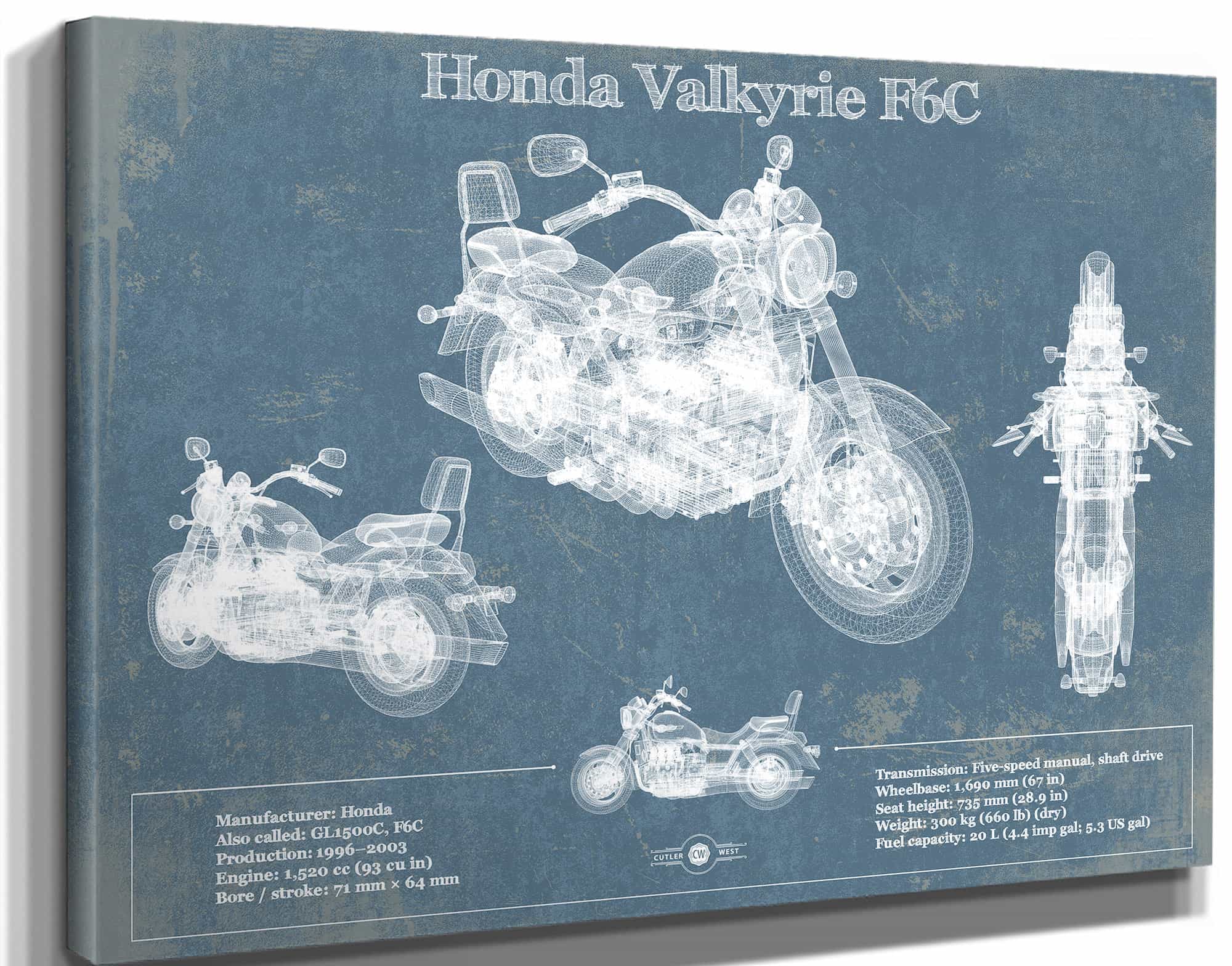 Honda Valkyrie F6C Blueprint Motorcycle Patent Print