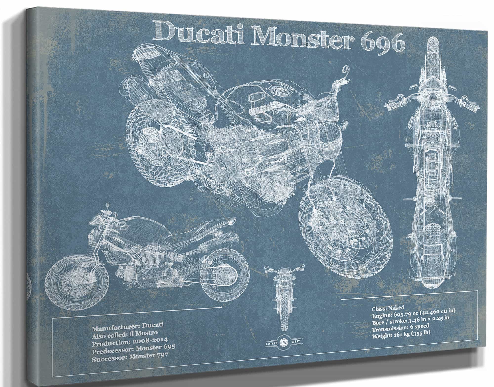 Ducati Monster 696 Blueprint Motorcycle Patent Print