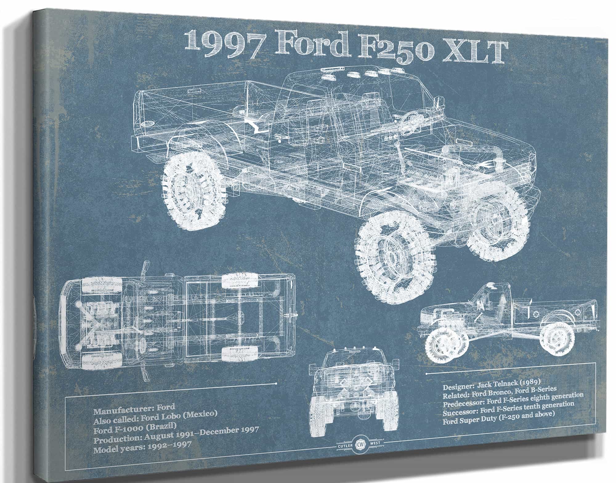 1997 Ford F250 XLT Vintage Blueprint Auto Print