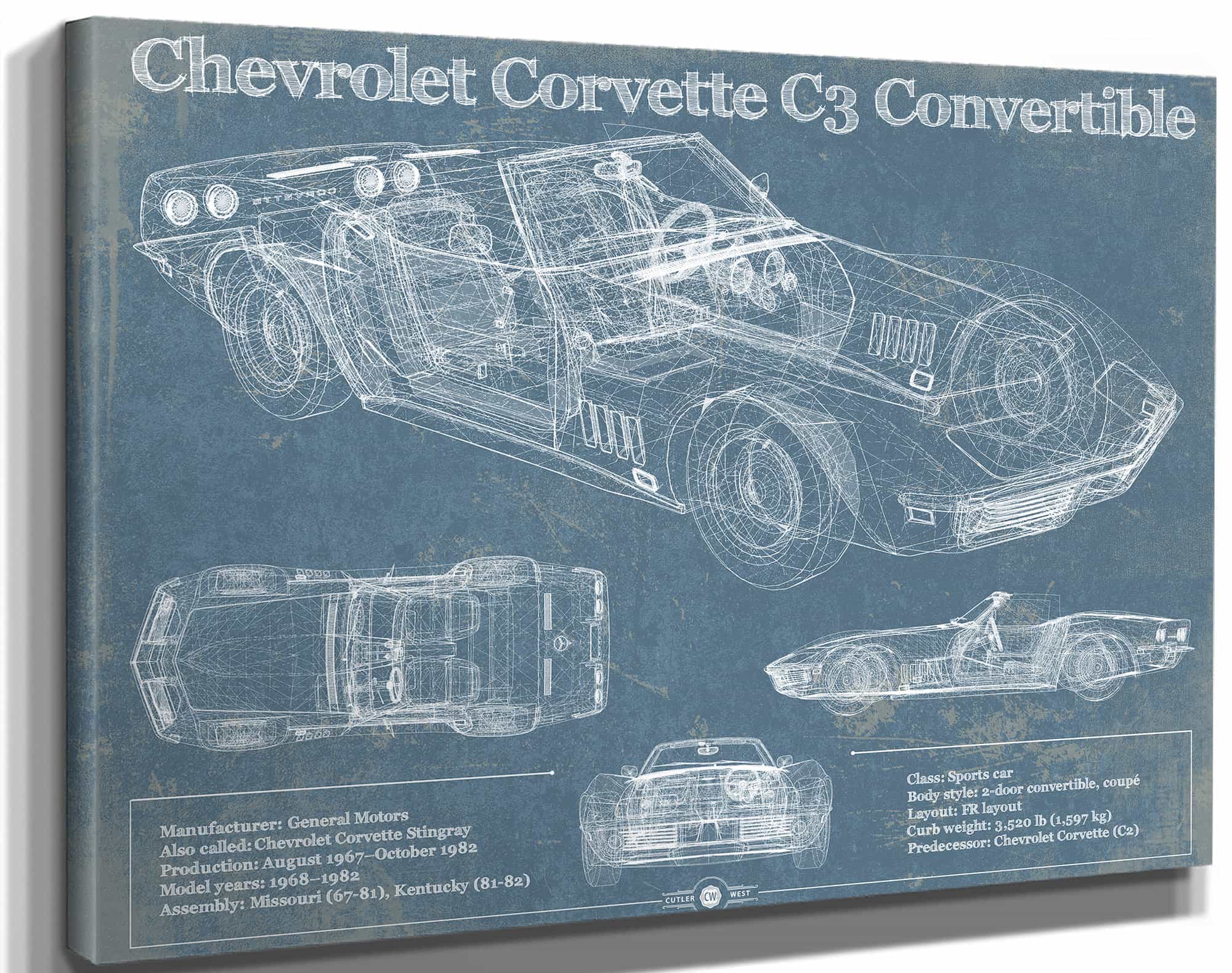 Chevrolet Corvette C3 Convertible Vintage Auto Print