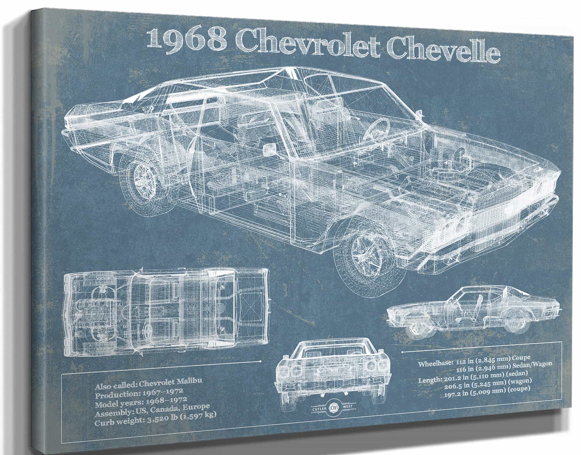 1968 Chevrolet Chevelle Original Blueprint Art