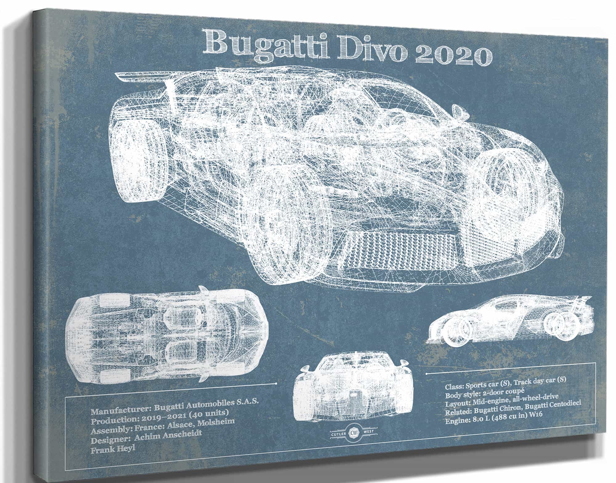 Bugatti Divo 2020 Vintage Sports Car Print