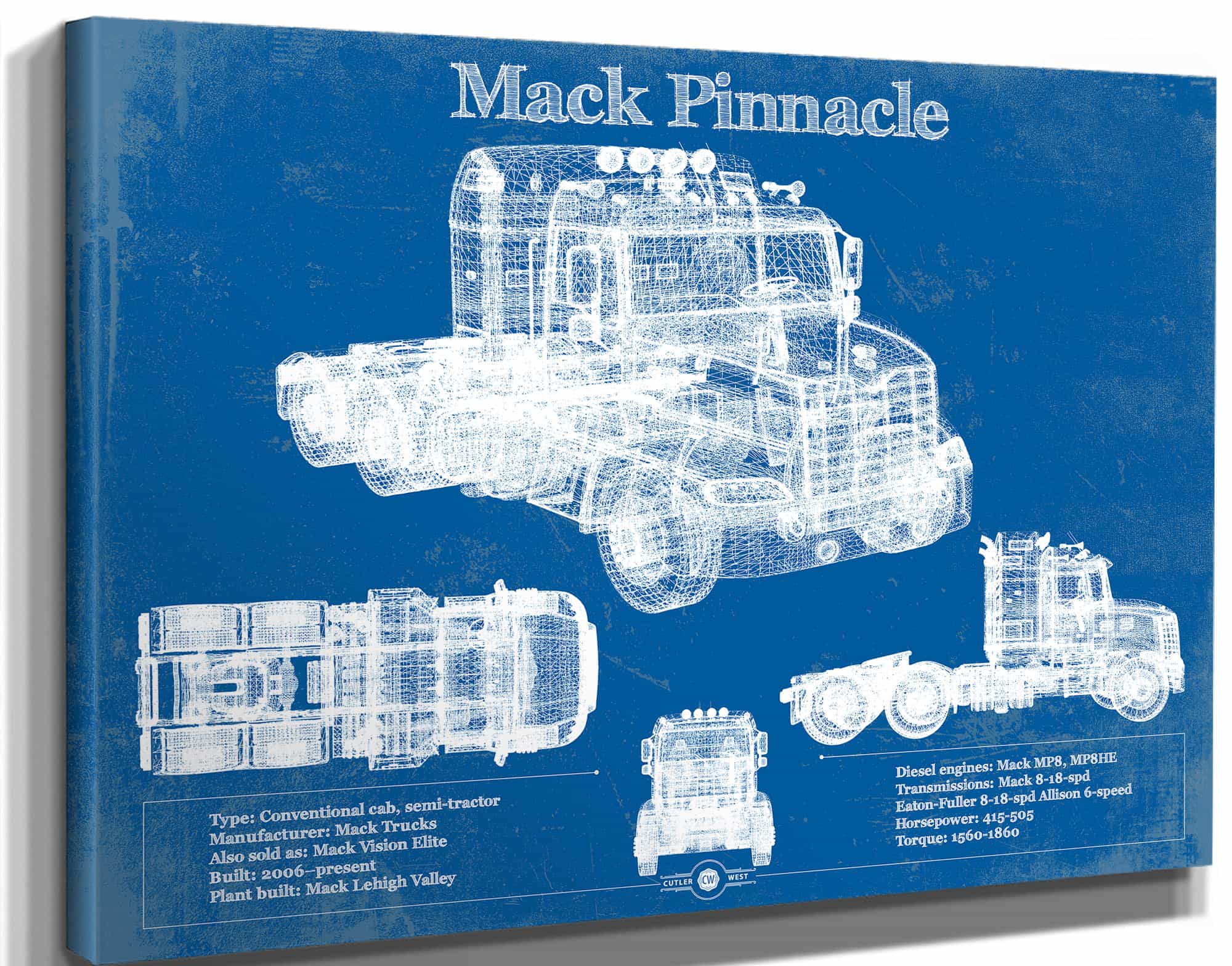Mack Pinnacle Blueprint Vintage Truck Print