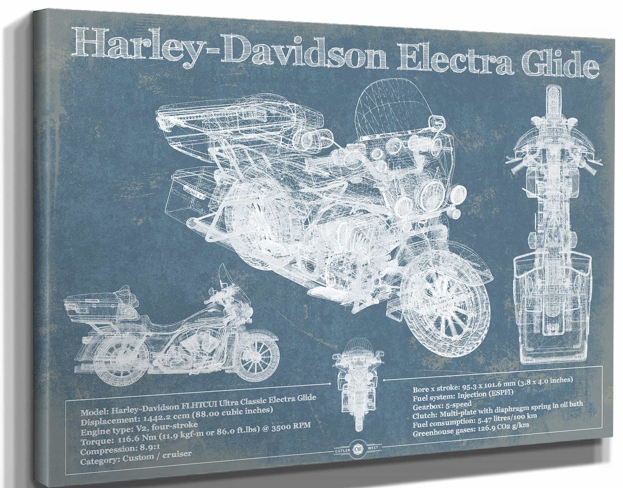 Harley-Davidson FLHTCUI Ultra Classic Electra Glide Vintage Motorcycle Patent Print