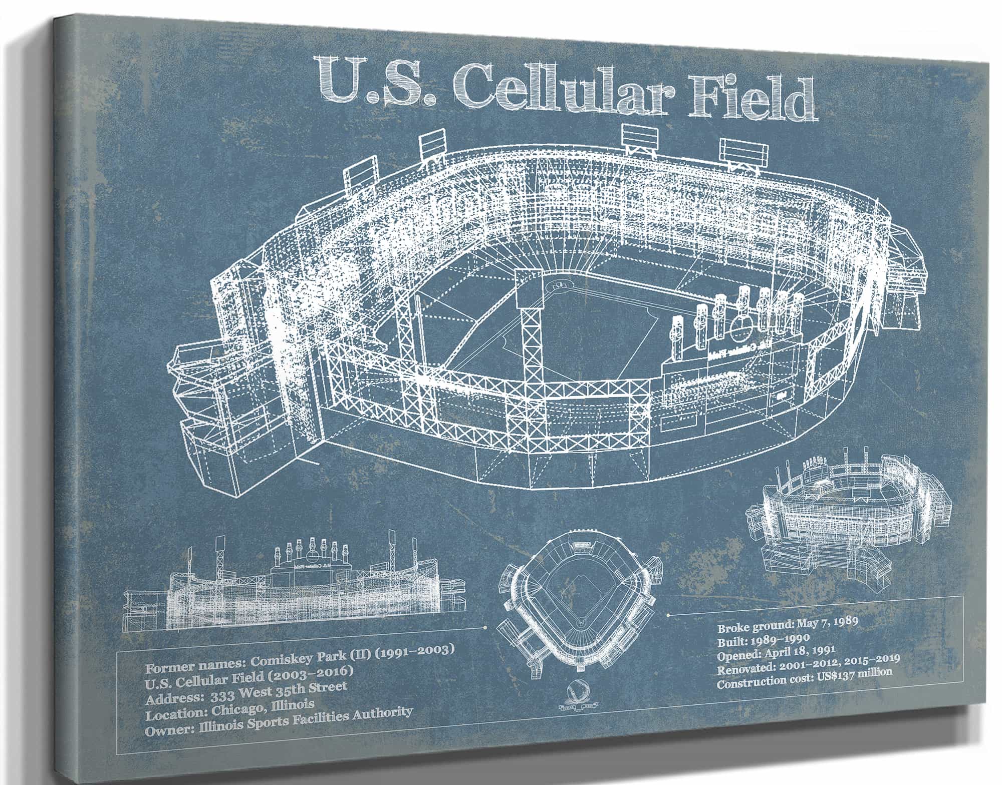 U.S. Cellular Field - Chicago White Sox Vintage Baseball Fan Print