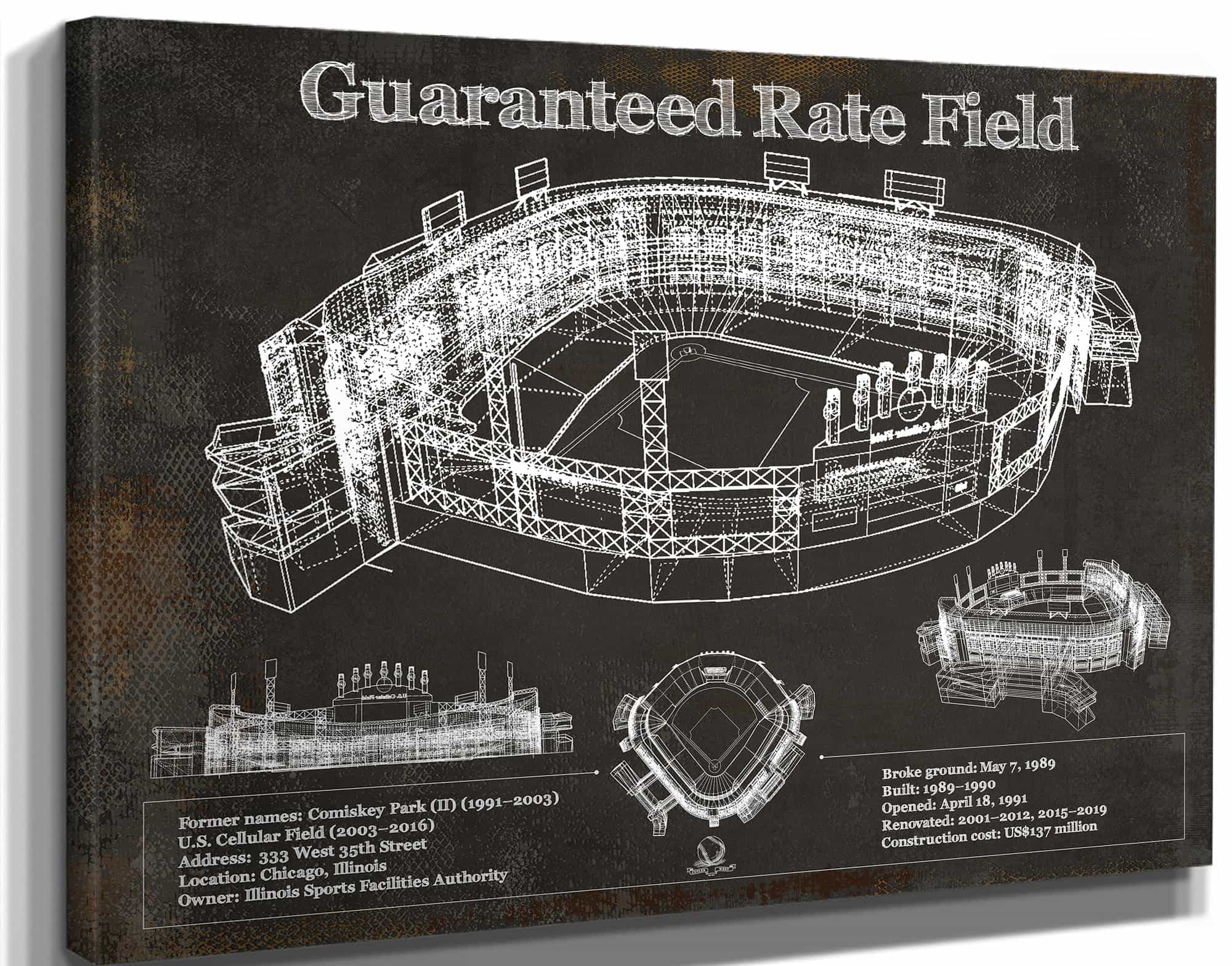 Guaranteed Rate Field - Chicago White Sox Team Color Vintage Baseball Fan Print