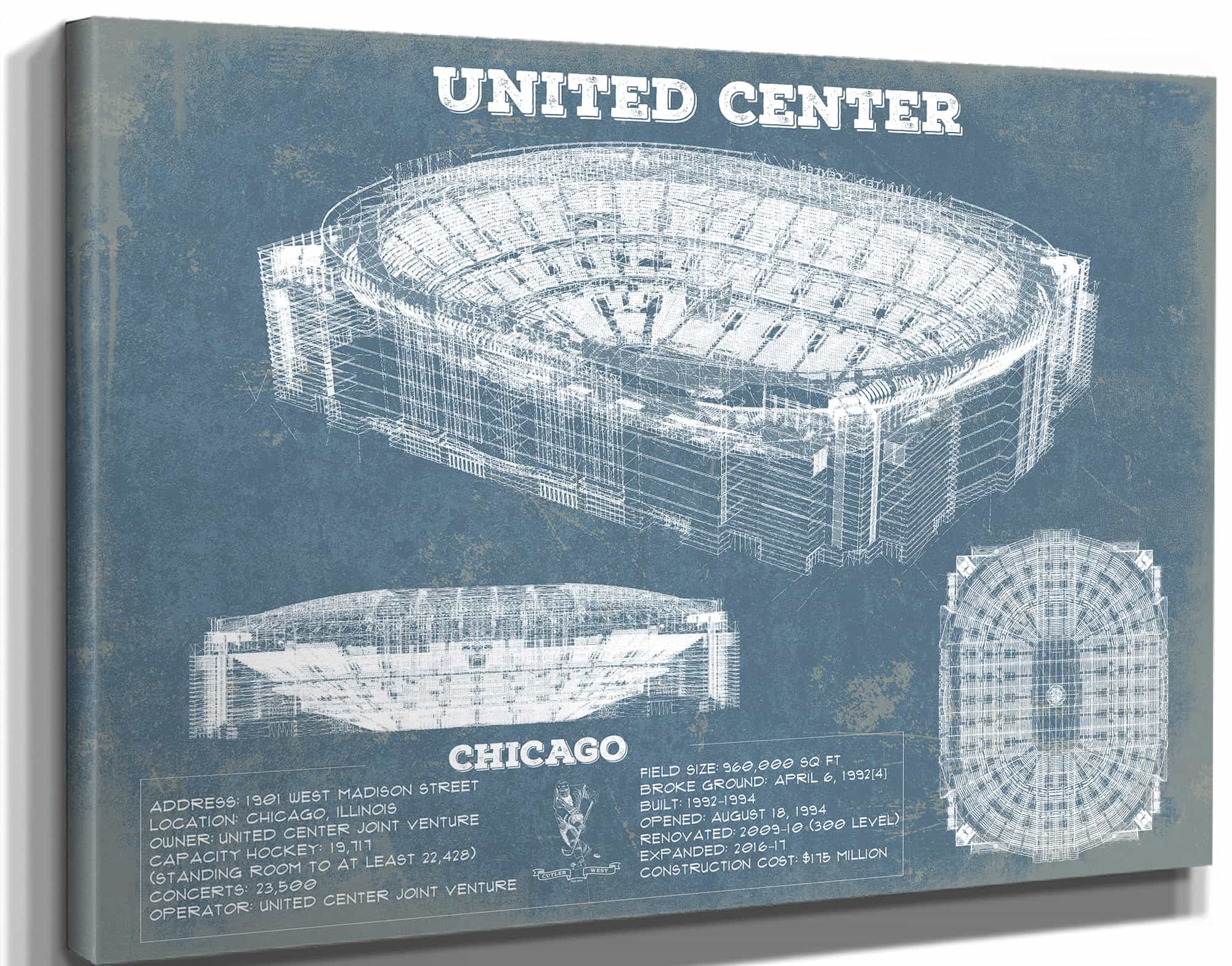 United Center - Chicago Blackhawks Vintage Hockey Print