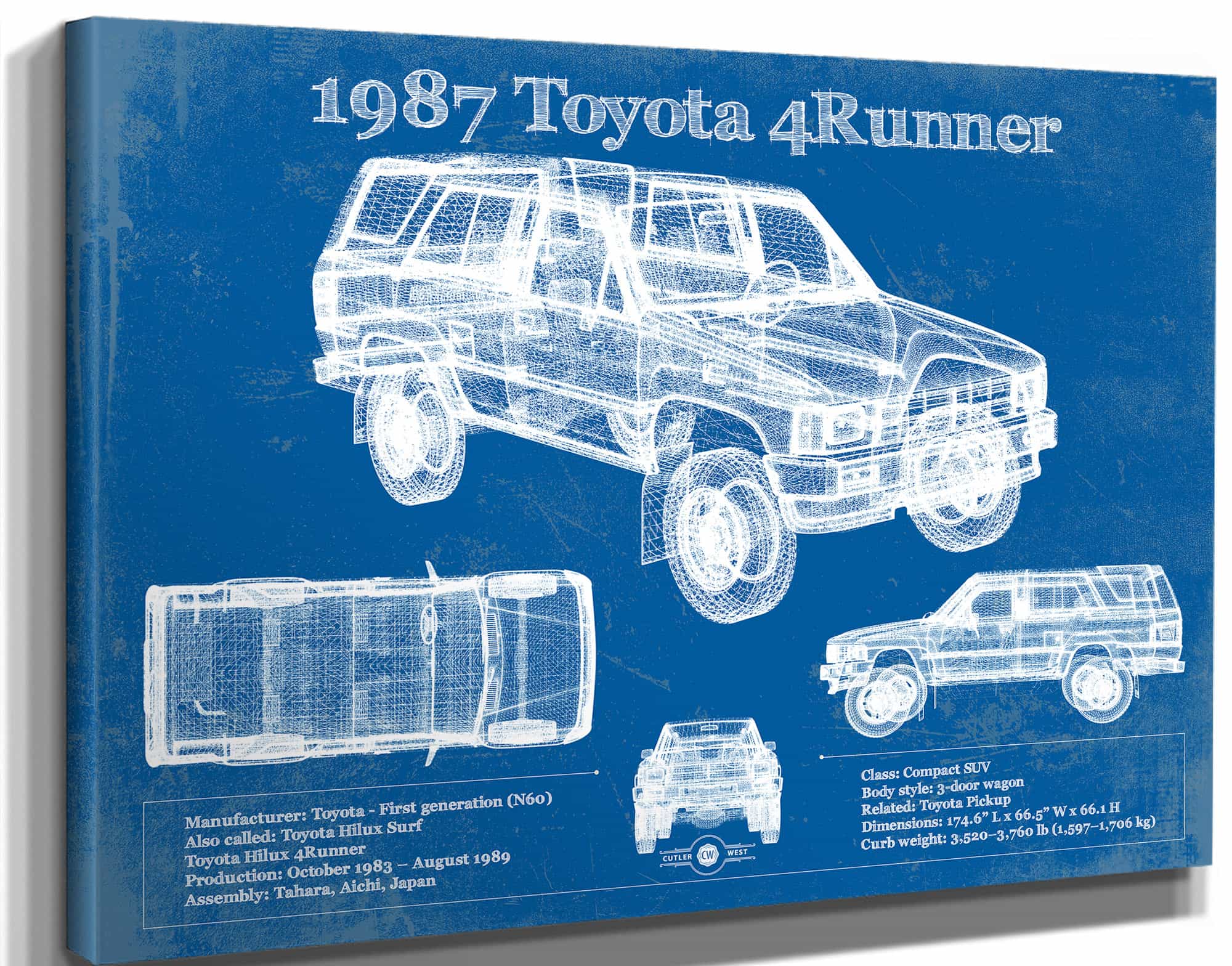 1987 Toyota 4runner Vintage Blueprint Auto Print