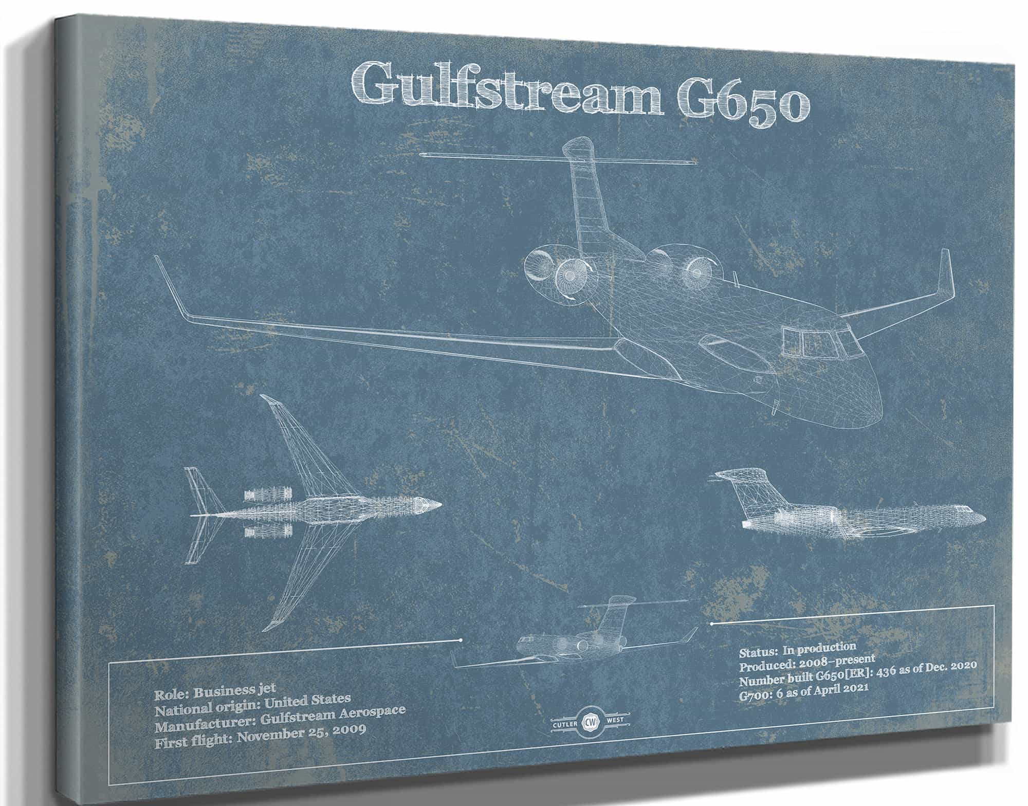 Gulfstream G650 Jet Vintage Aviation Blueprint