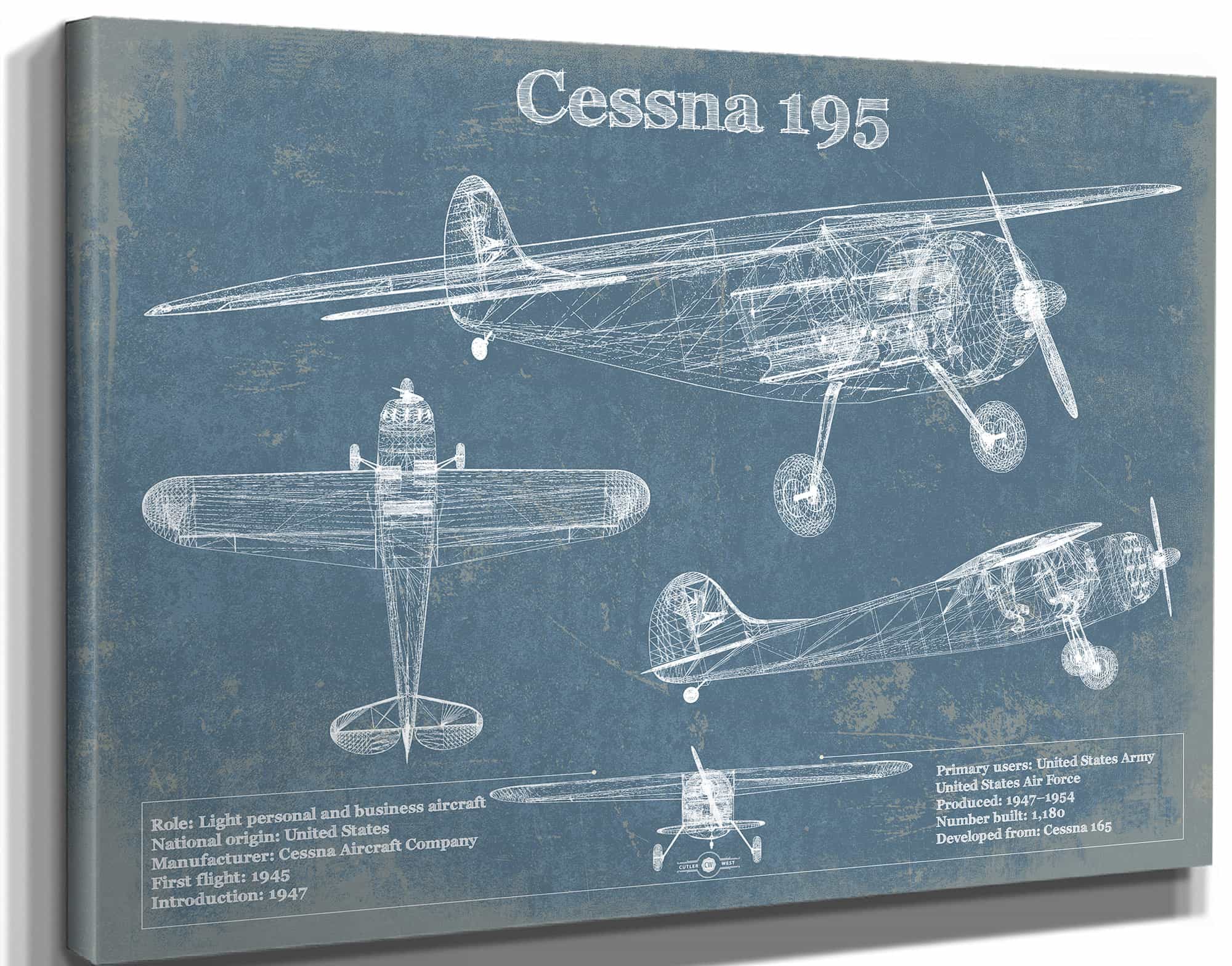 Cessna 195 Original Blueprint Art