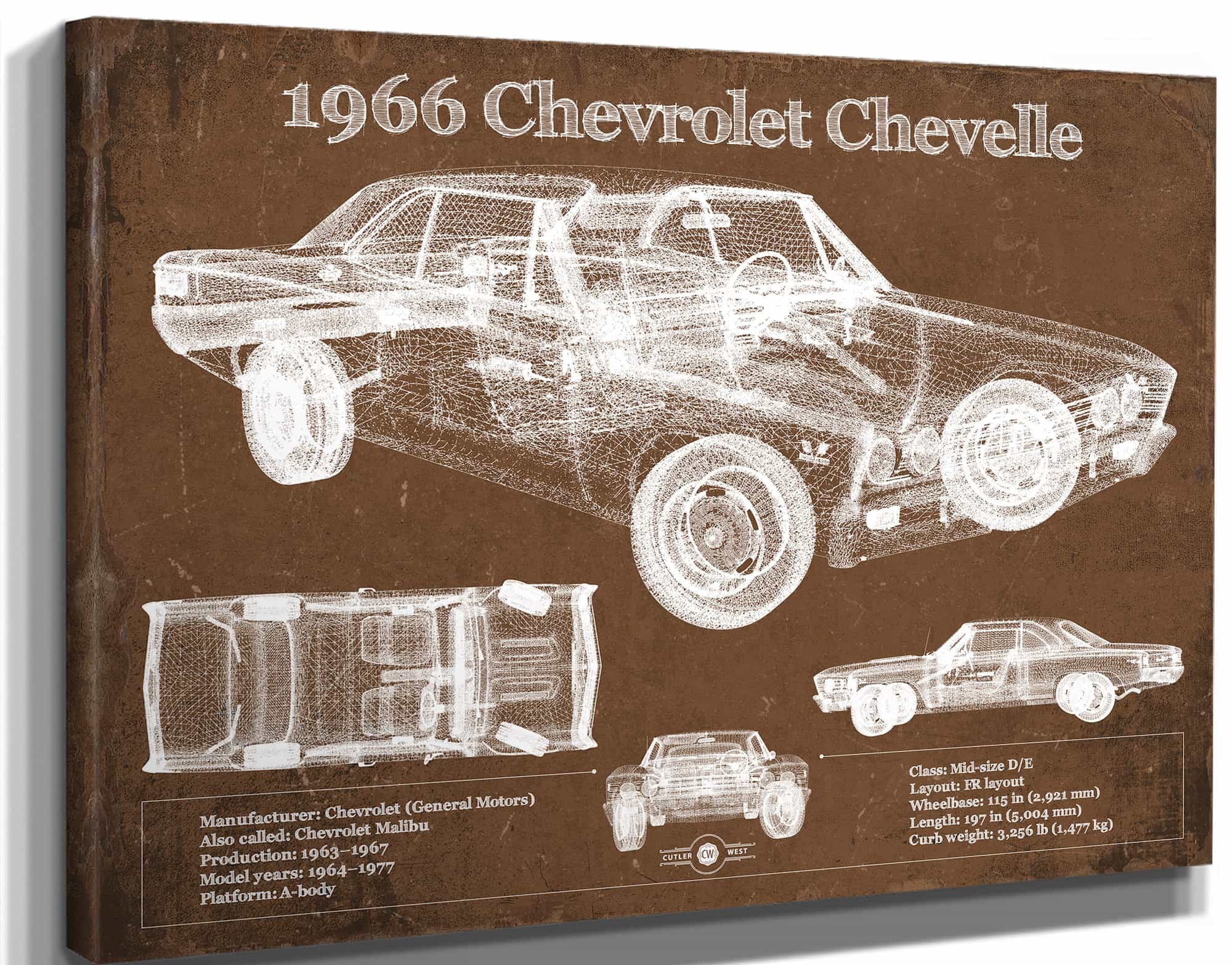 1966 Chevelle Chevelle (Malibu) SS-396 Hardtop Coupe Original Blueprint Art