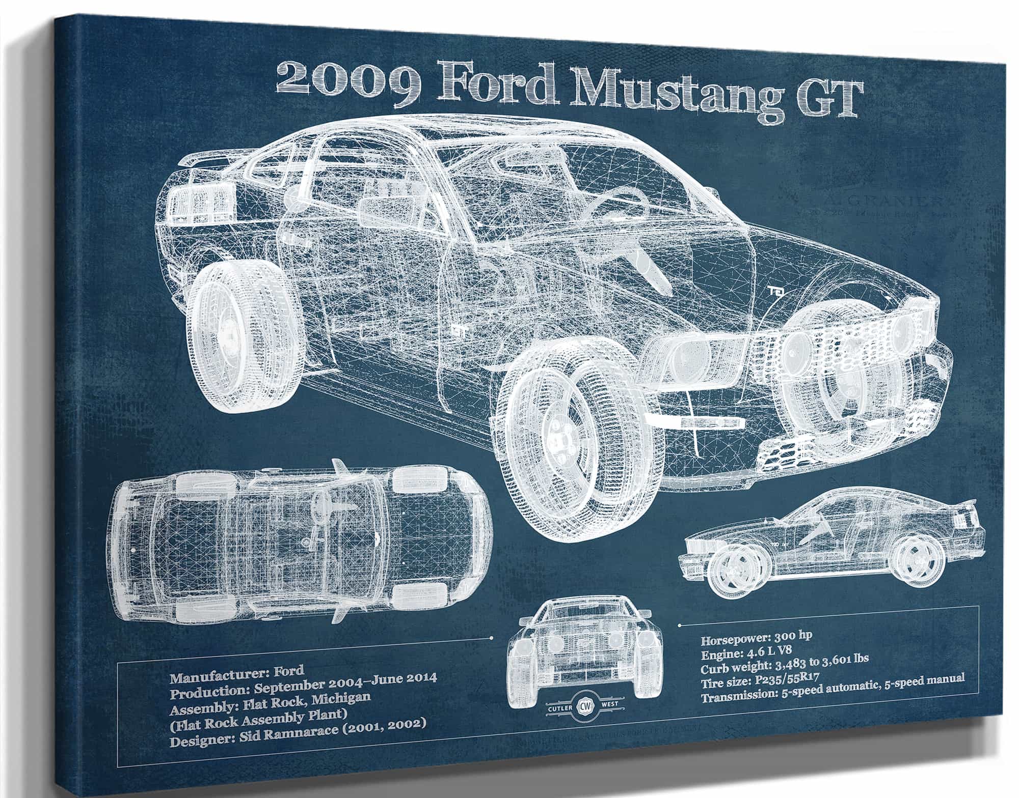 2009 Ford Mustang GT Original Blueprint Art