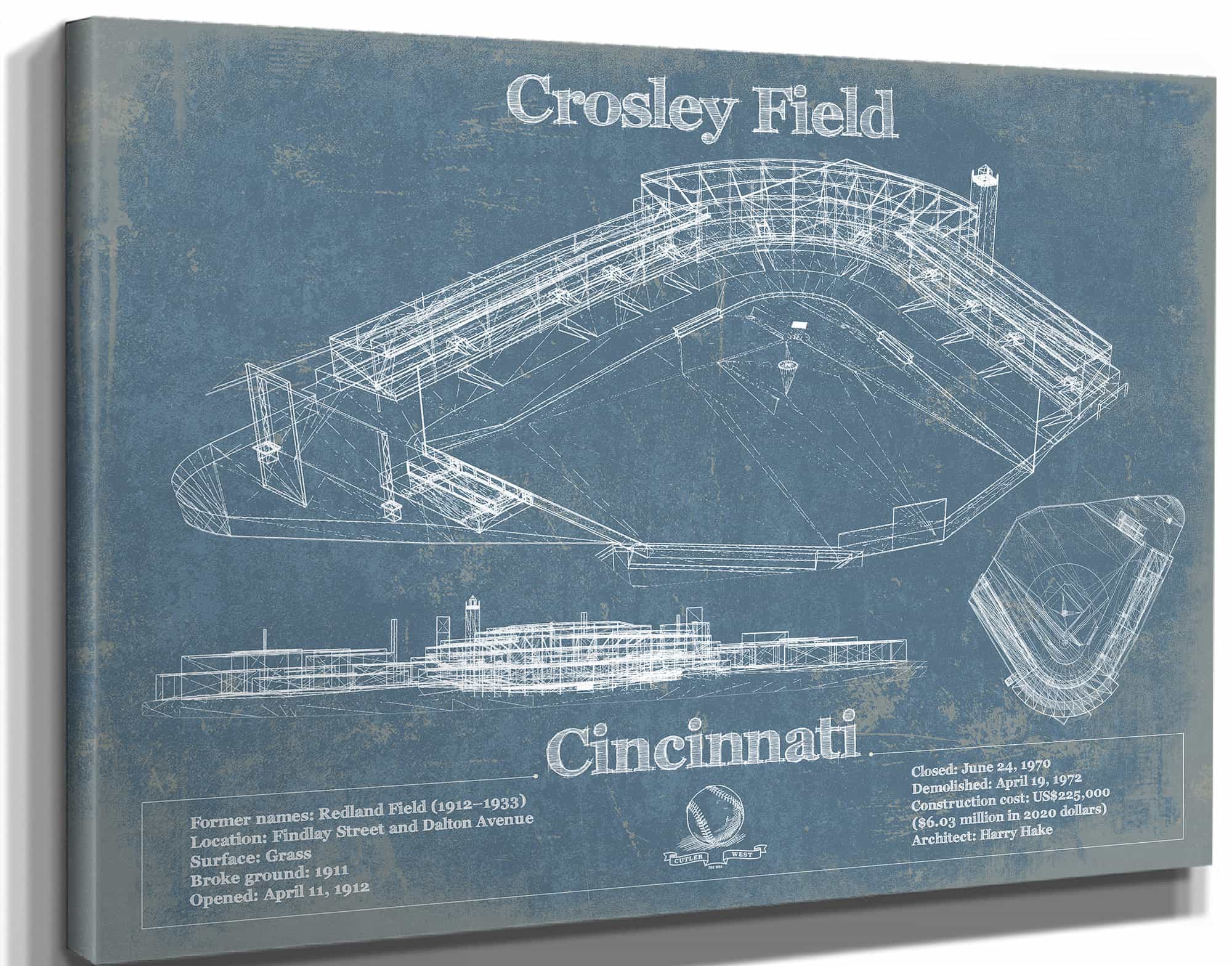 Crosley Field - National League's Cincinnati Reds Vintage Baseball Fan Print