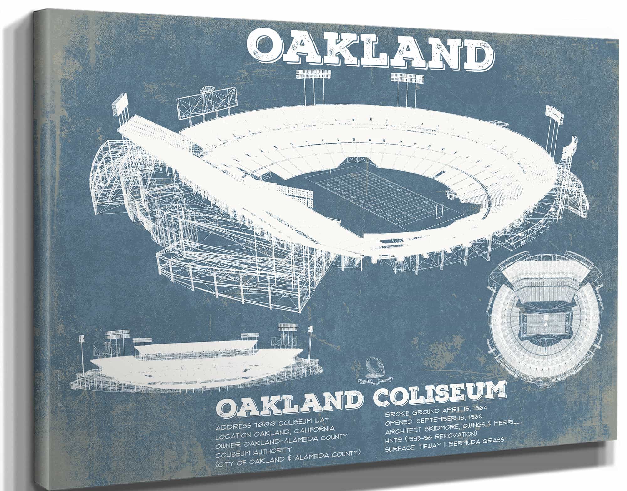 Oakland Raiders Oakland Coliseum NFL Vintage Football Print