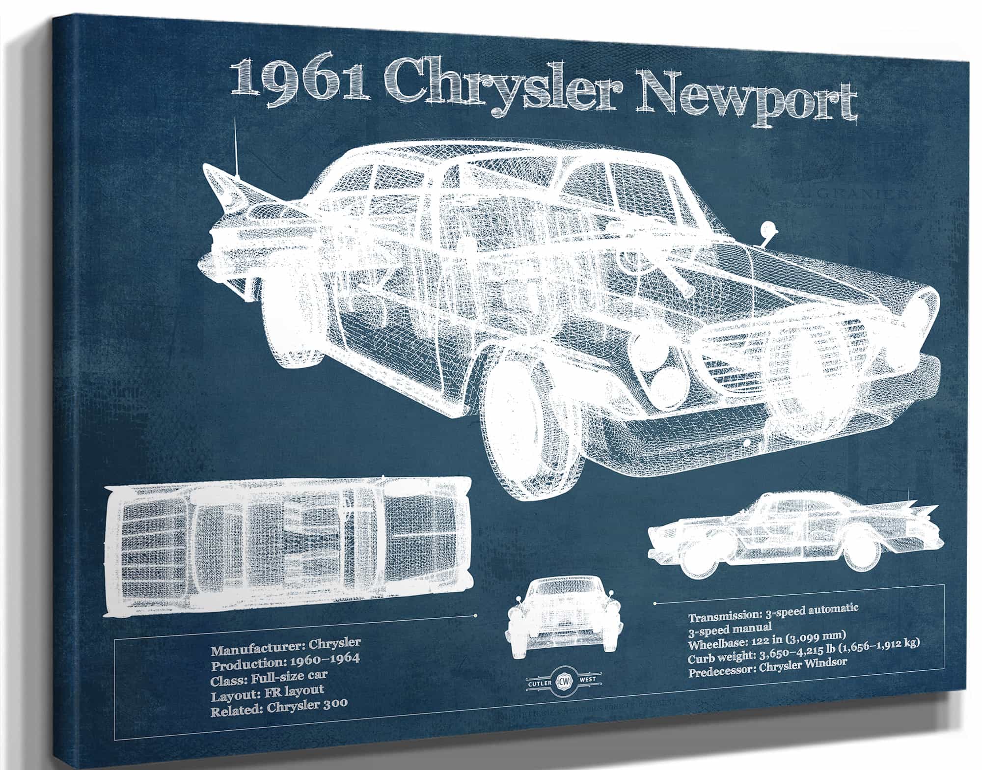 1961 Chrysler Newport Vintage Blueprint Auto Print