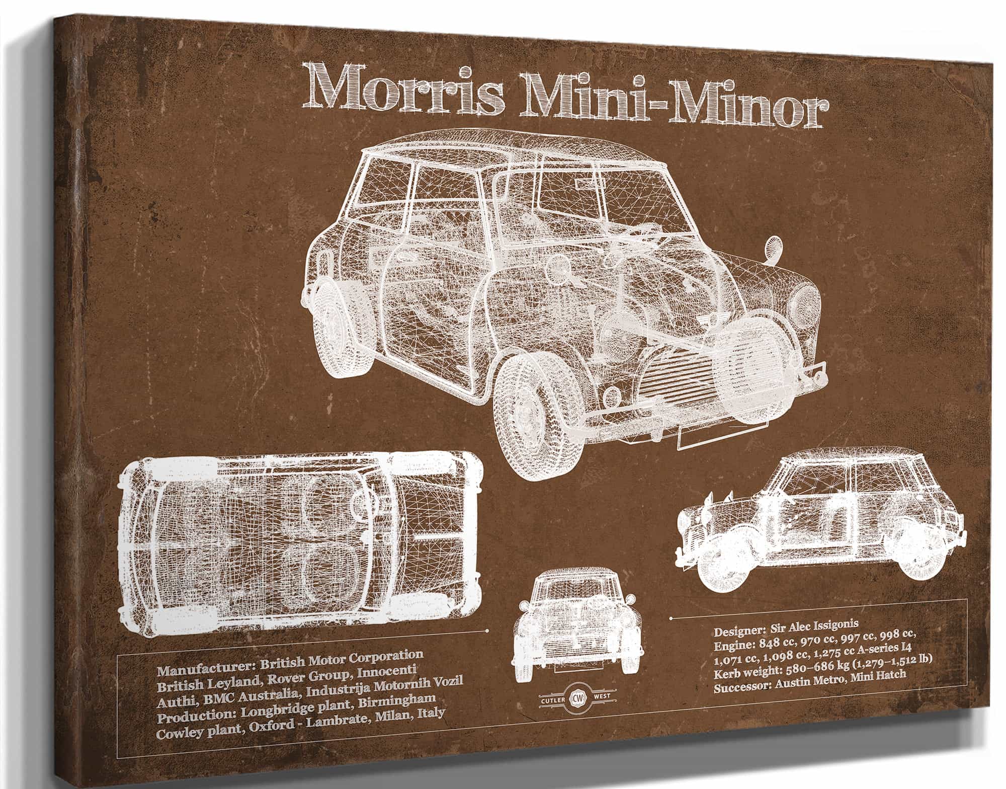 Morris Mini-Minor Vintage Auto Print