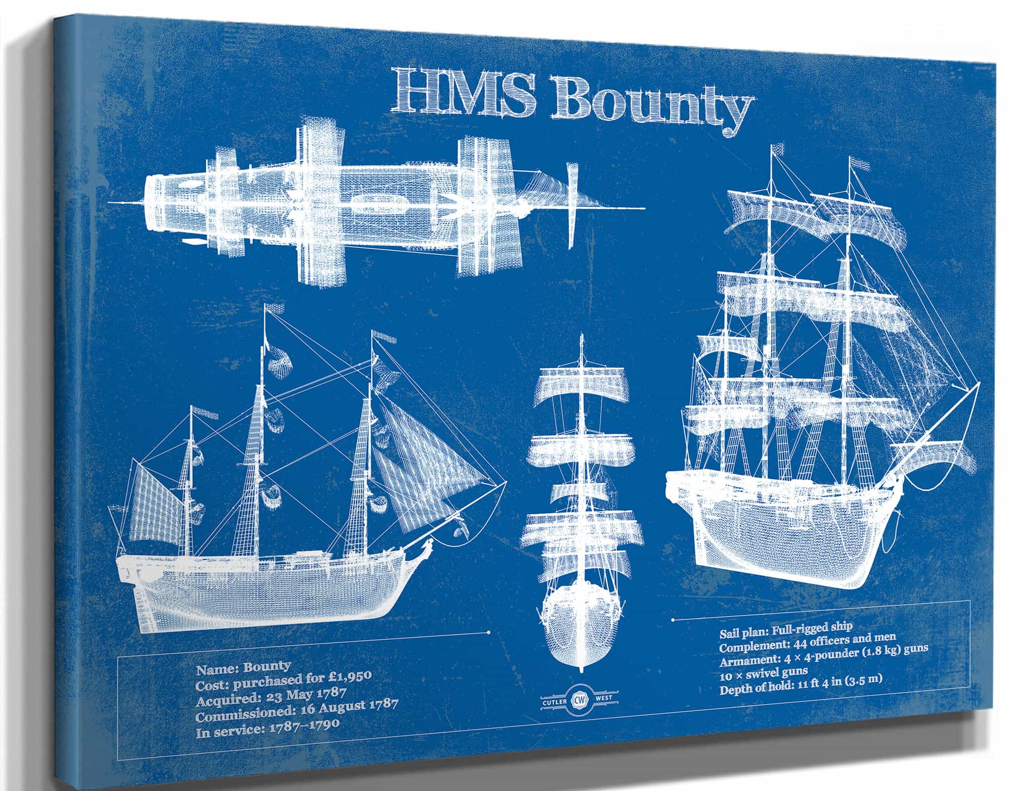 HM Armed Vessel Bounty Blueprint Original Wall Art