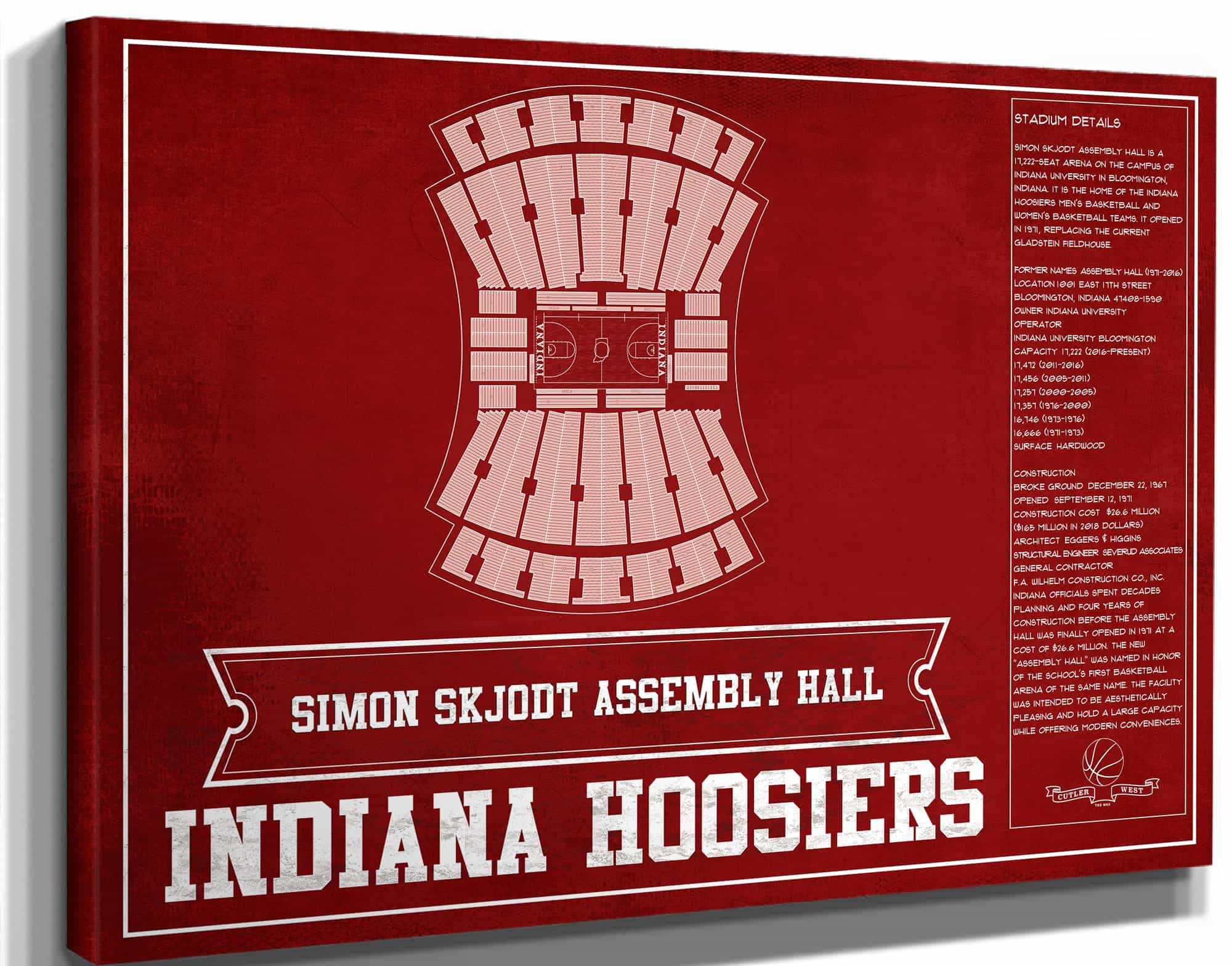 Simon Skjodt Assembly Hall Indiana Hoosiers Team Color NCAA Vintage Print