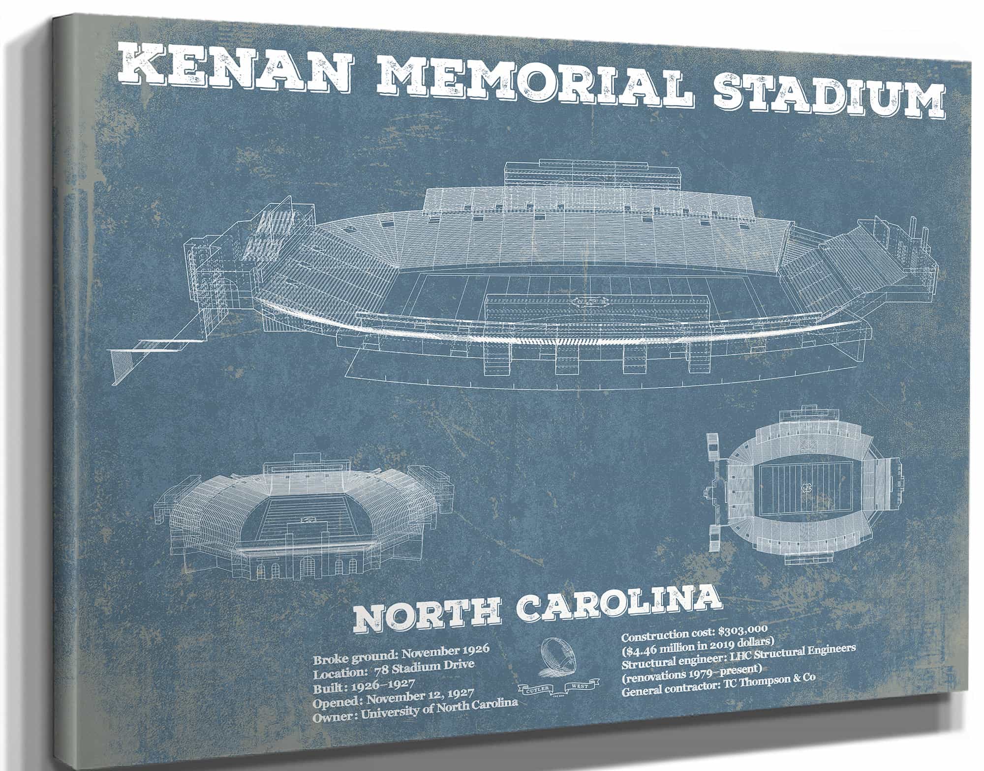 Kenan Memorial Stadium North Carolina Tar Heels Vintage Art Print