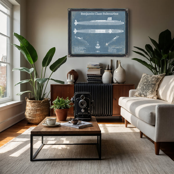 Benjamin-Franklin SSBN Nuclear Ballistic Missile Submarine Blueprint Patent Original Art - Customizable