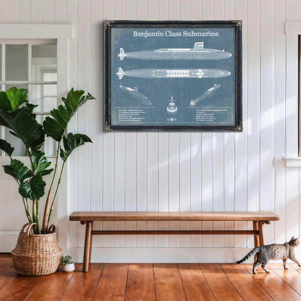 Benjamin-Franklin SSBN Nuclear Ballistic Missile Submarine Blueprint Patent Original Art - Customizable