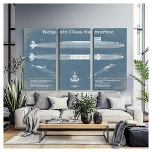 Benjamin-Franklin SSBN Nuclear Ballistic Missile Submarine Blueprint Patent Original Art - Customizable
