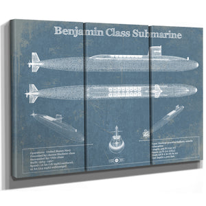 Benjamin-Franklin SSBN Nuclear Ballistic Missile Submarine Blueprint Patent Original Art - Customizable