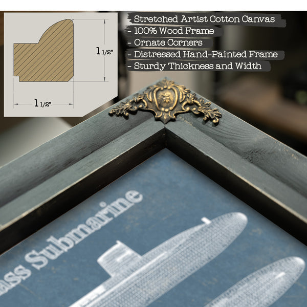 Benjamin-Franklin SSBN Nuclear Ballistic Missile Submarine Blueprint Patent Original Art - Customizable