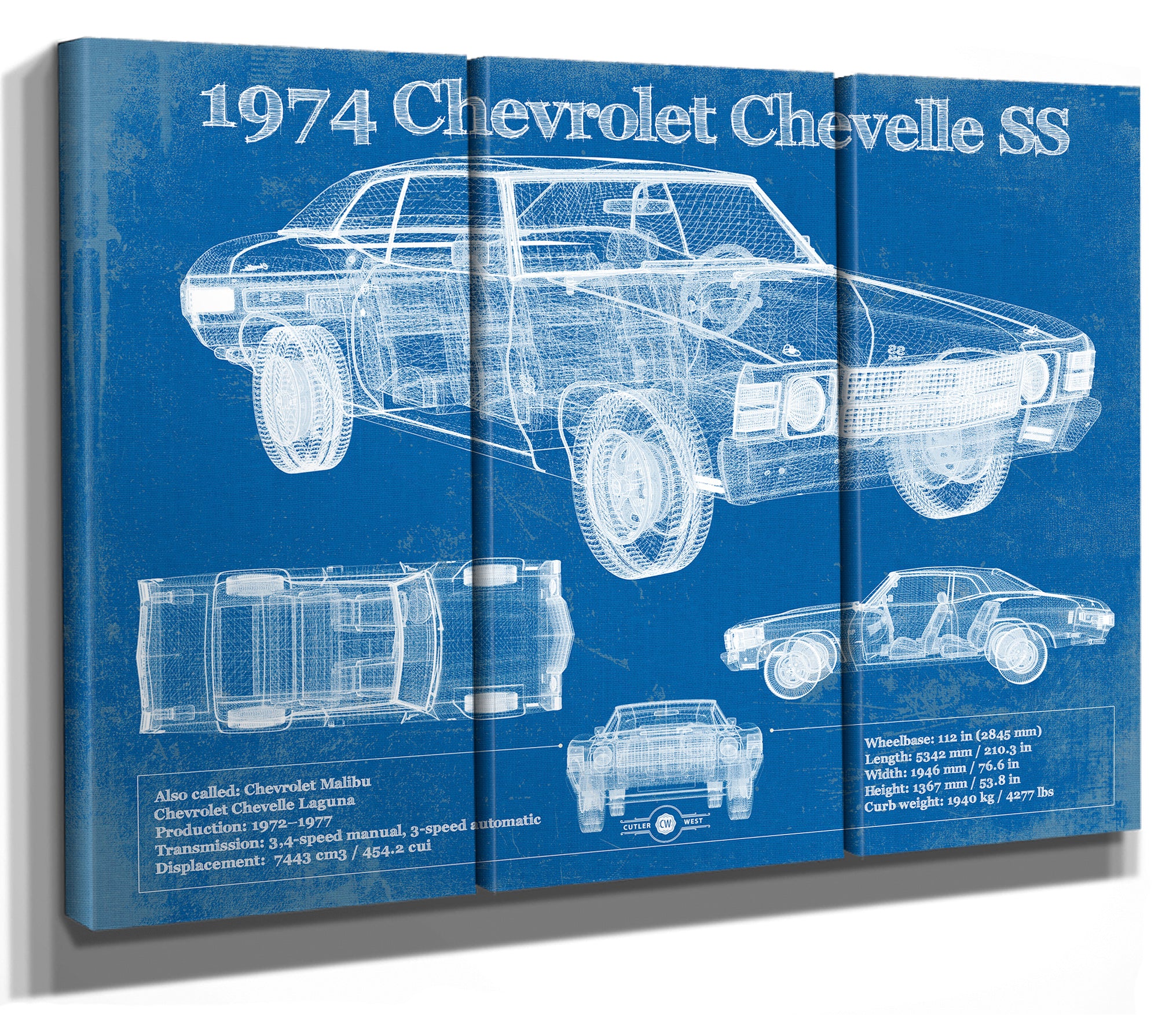 1974 Chevrolet Chevelle SS 454 Original Blueprint Art
