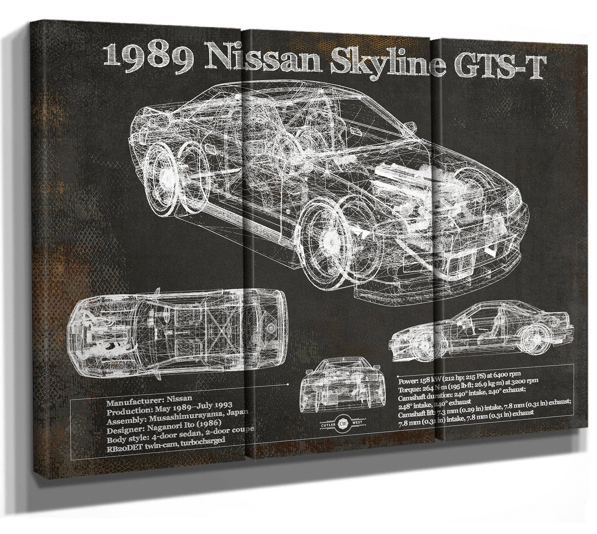 1989 Nissan Skyline GTS-T Original Blueprint Art