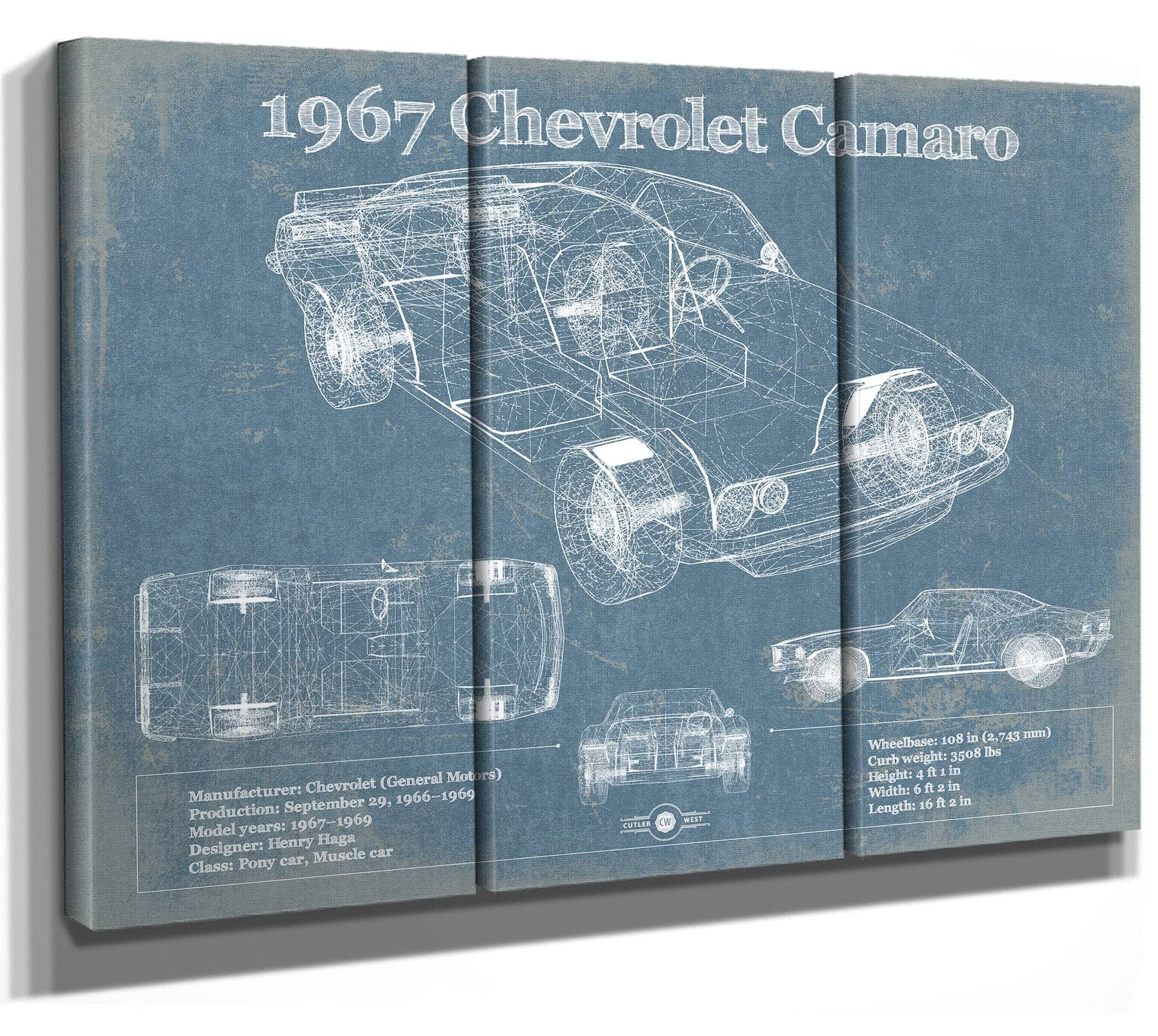 1967 Chevrolet Camaro Original Vintage Car Print