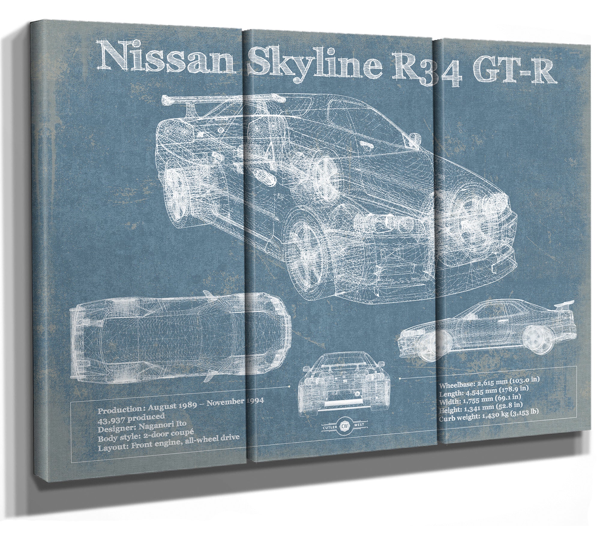 Nissan Skyline R34 GT-R Original Blueprint Art