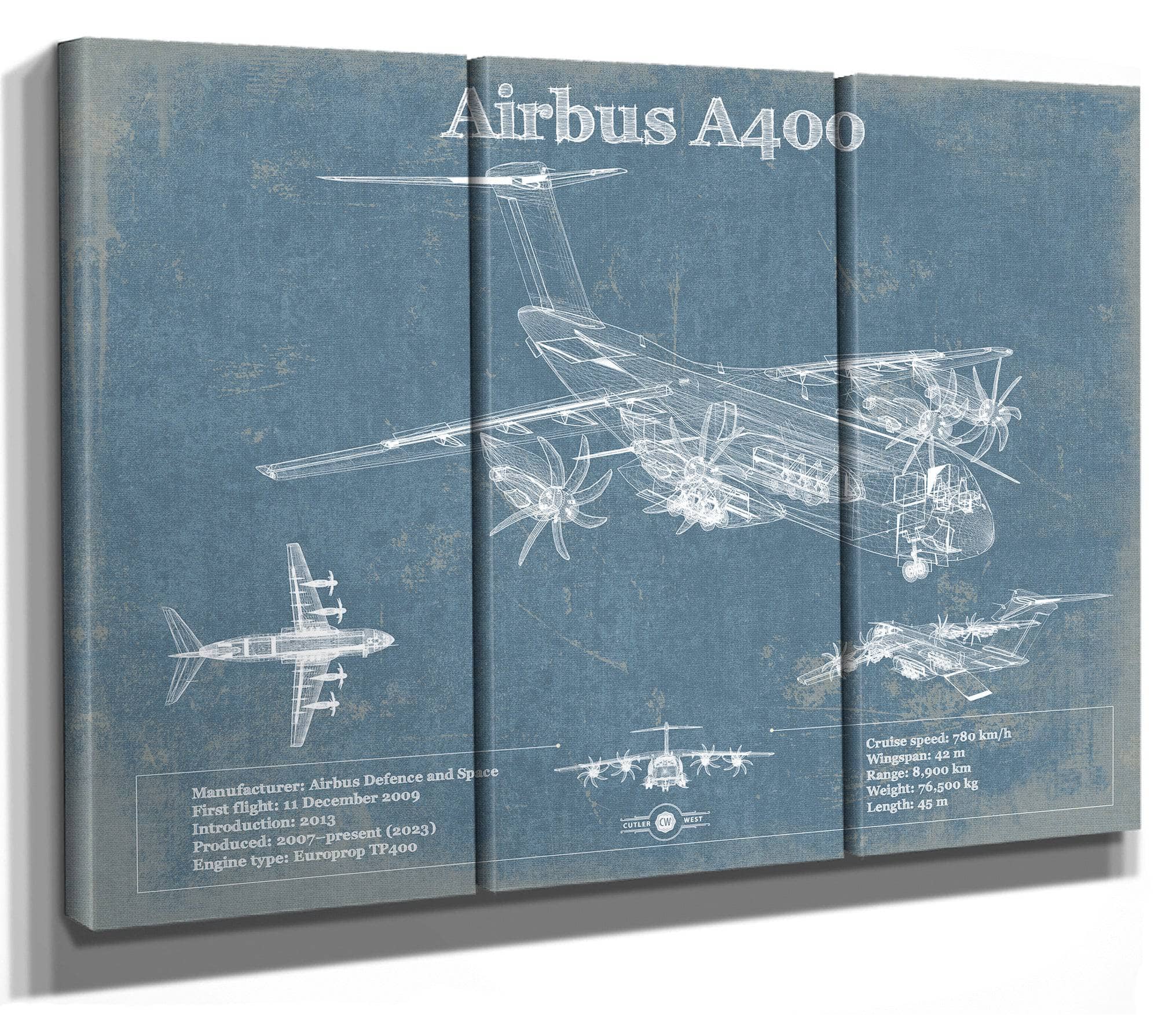 Airbus A400 Vintage Aviation Blueprint Print
