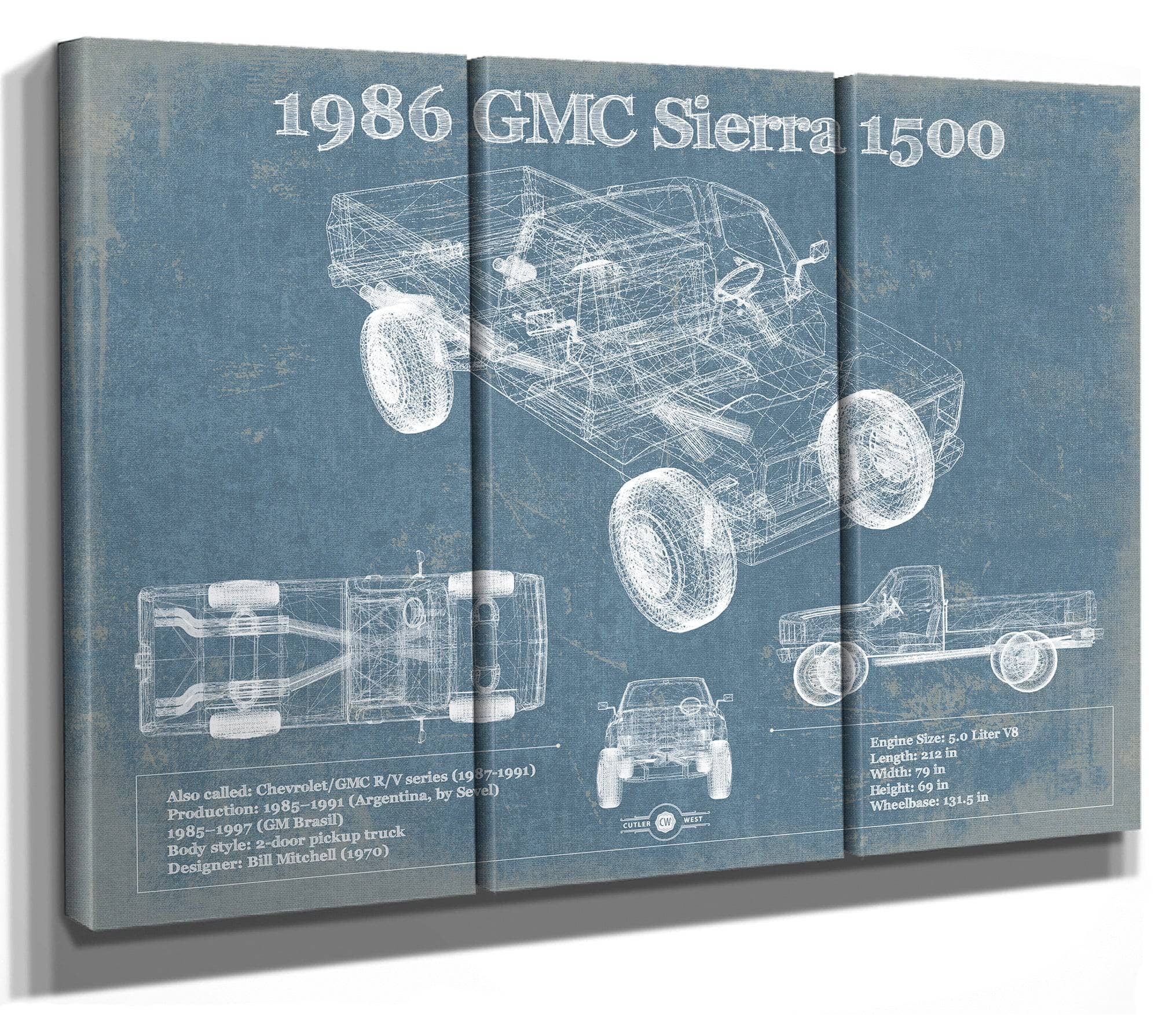 1986 GMC Sierra 1500 Vintage Blueprint Auto Print