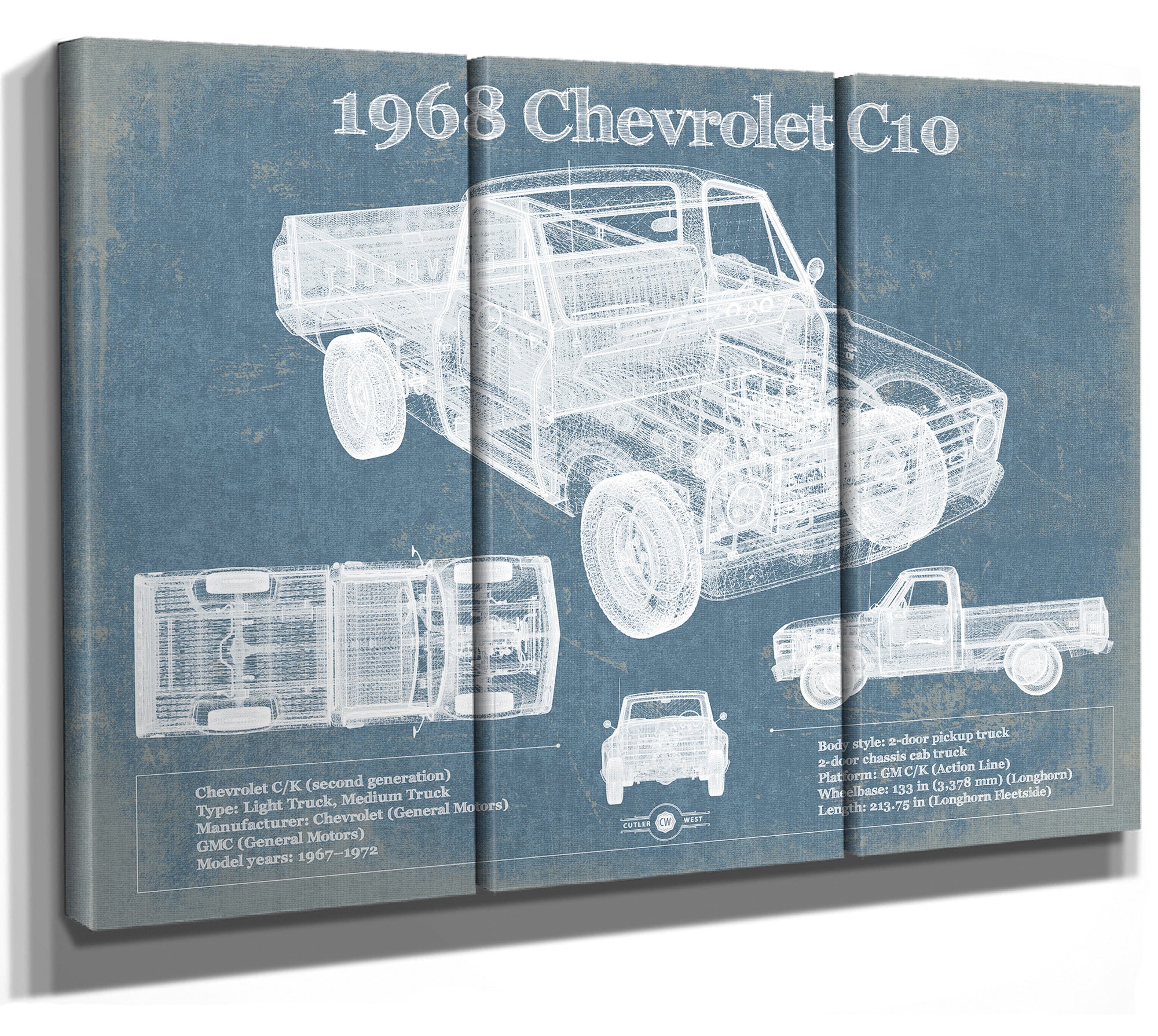 1968 Chevrolet C10 Pickup Fleet Side Truck Vintage Blueprint