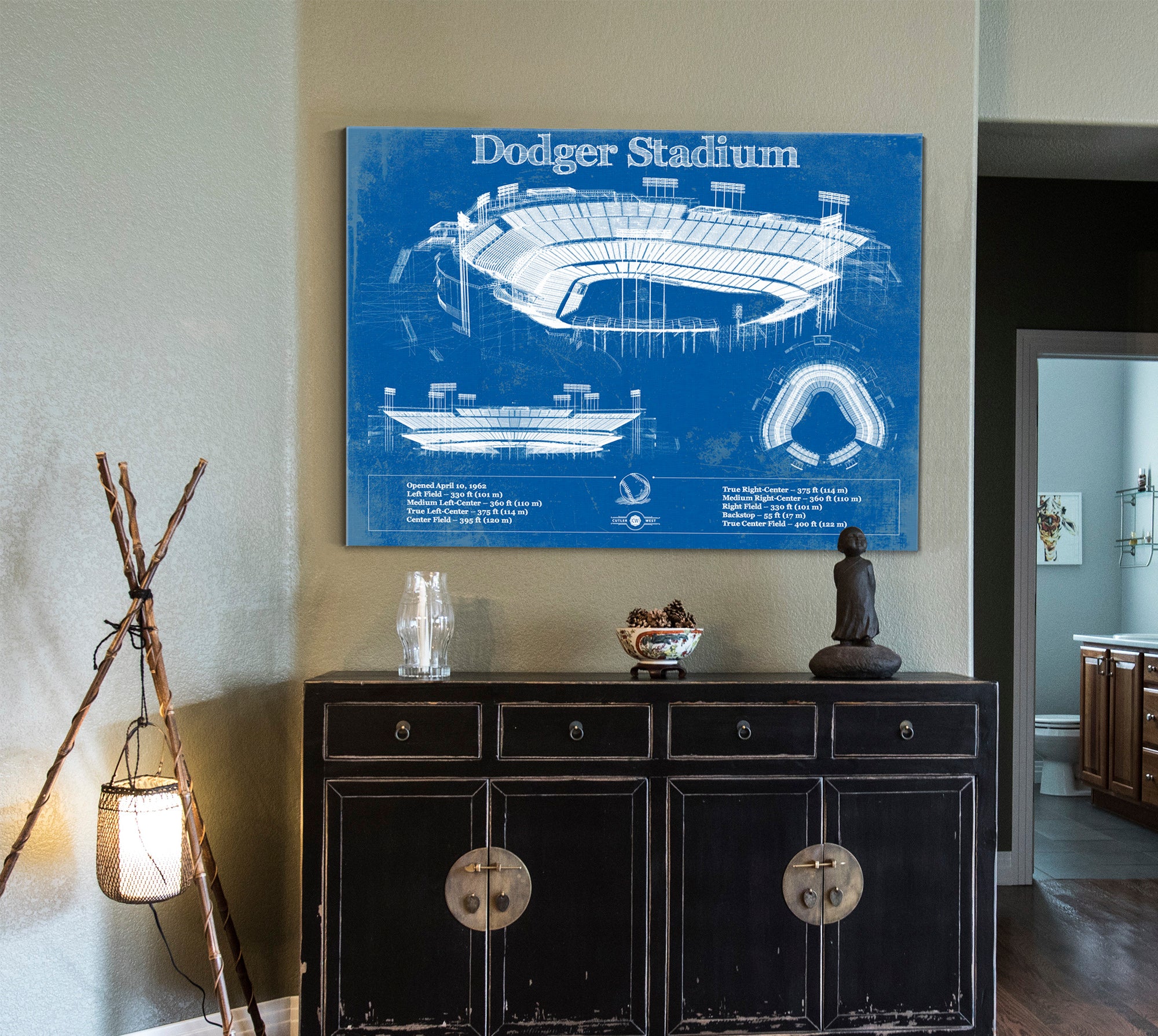 Vintage LA Dodgers Stadium Blueprint Baseball Print