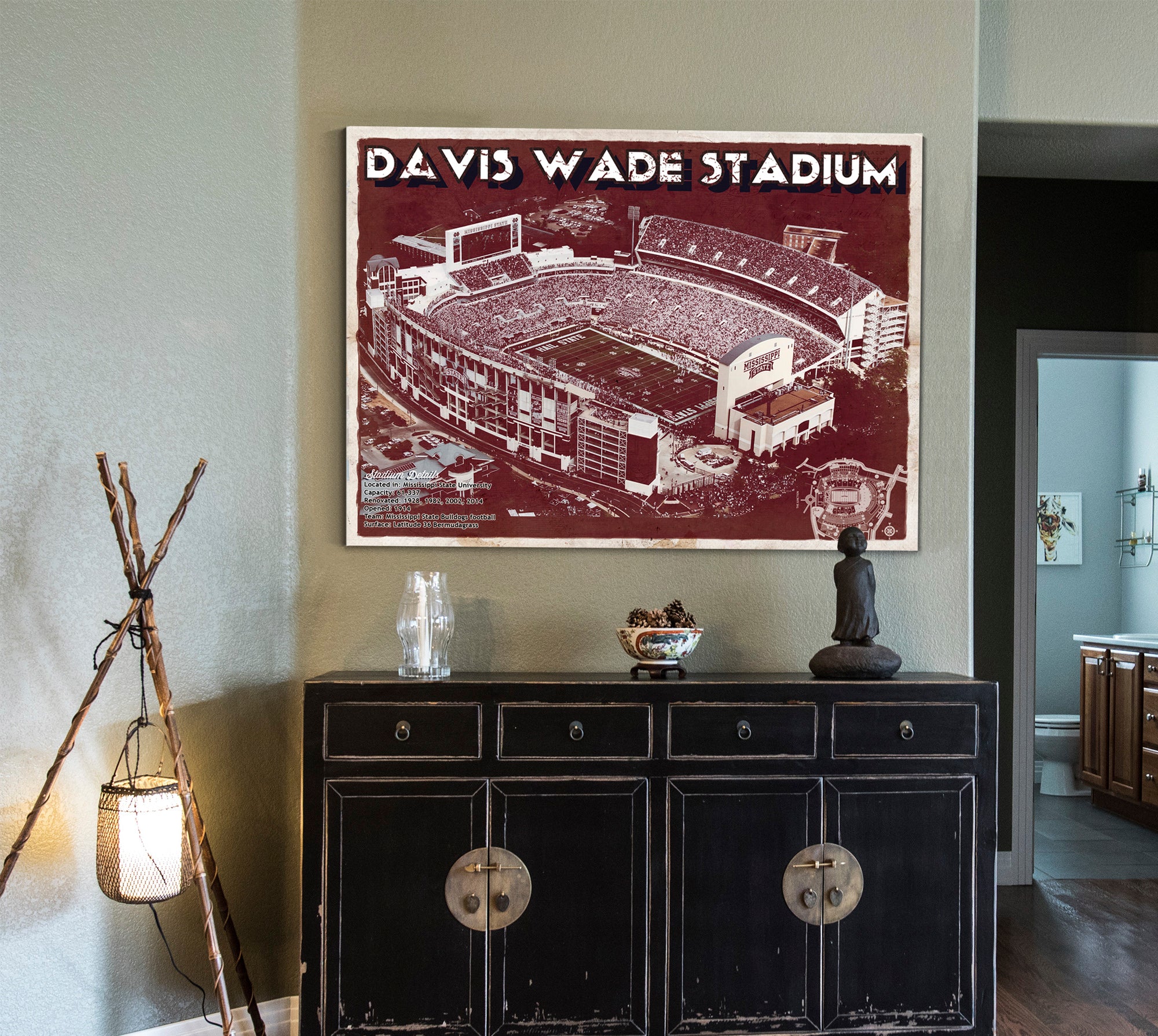 Davis Wade Stadium -  Mississippi State Football Vintage Art Print