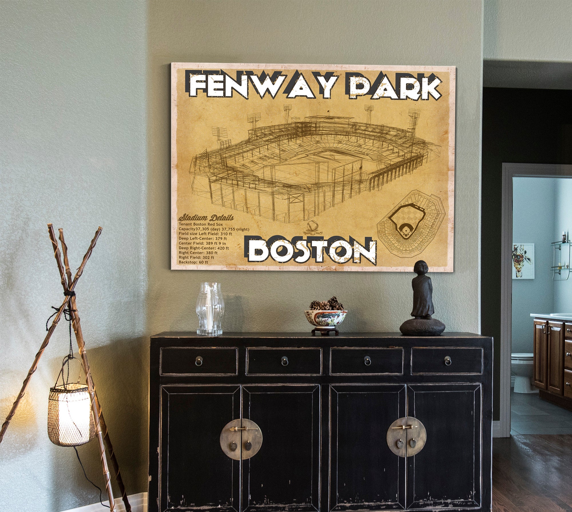Vintage Brown Boston Red Sox - Vintage Fenway Park Baseball Print