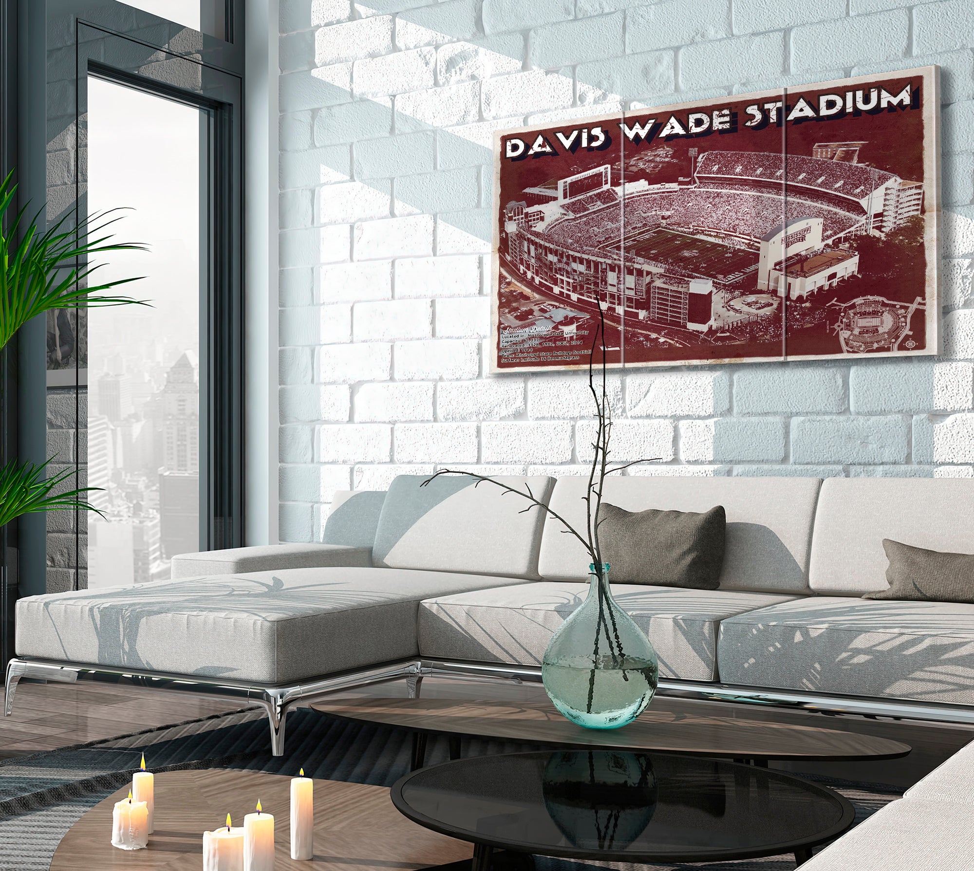 Davis Wade Stadium -  Mississippi State Football Vintage Art Print